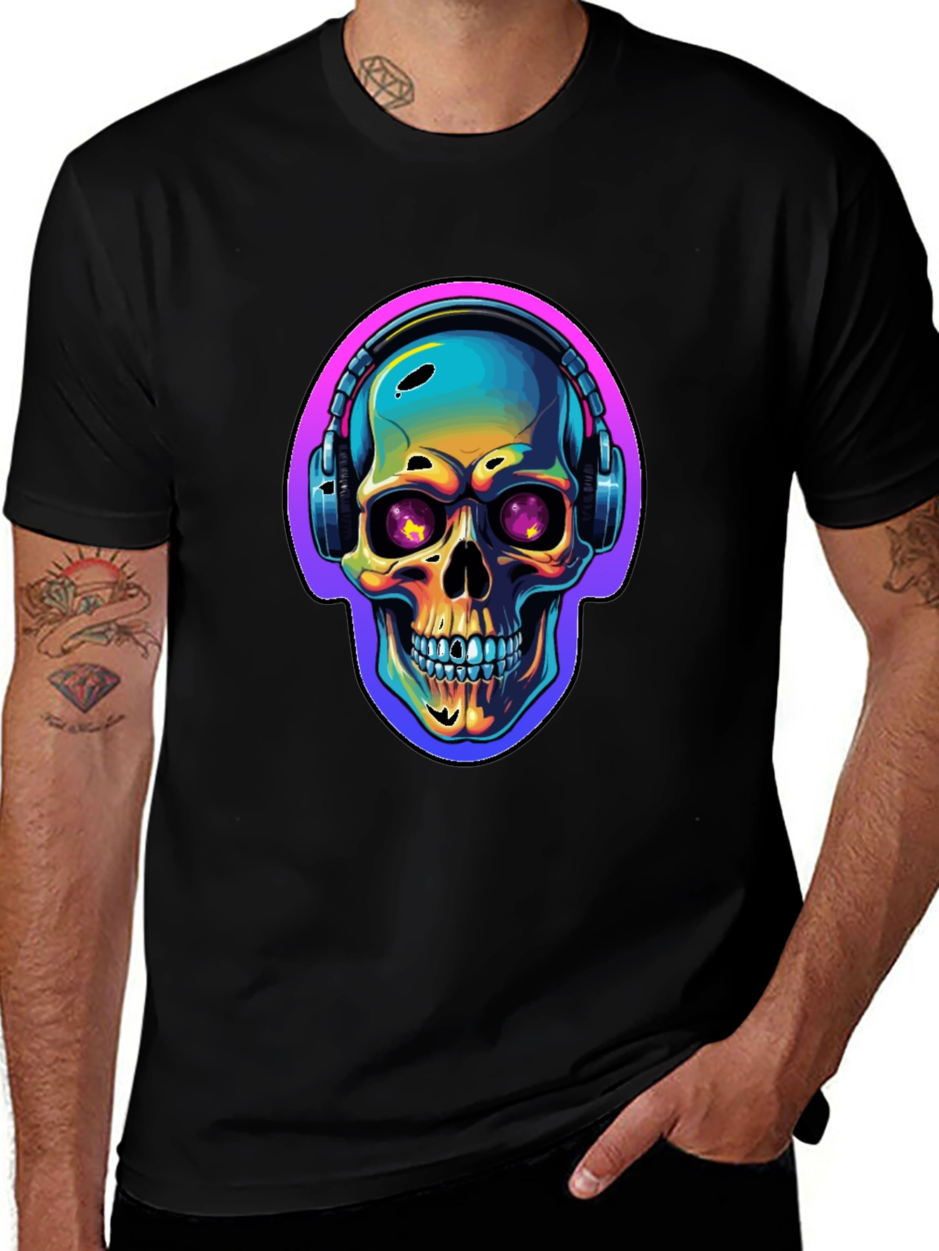 Skull with Headphones Graphic Tee