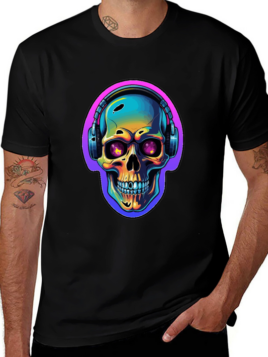 Skull with Headphones Graphic Tee