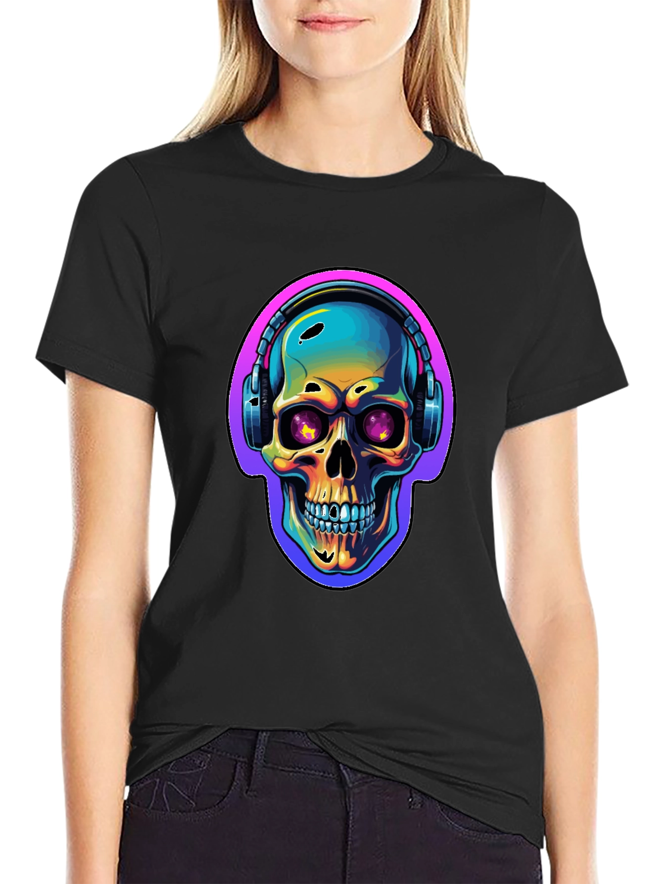 Skull with Headphones Graphic Tee