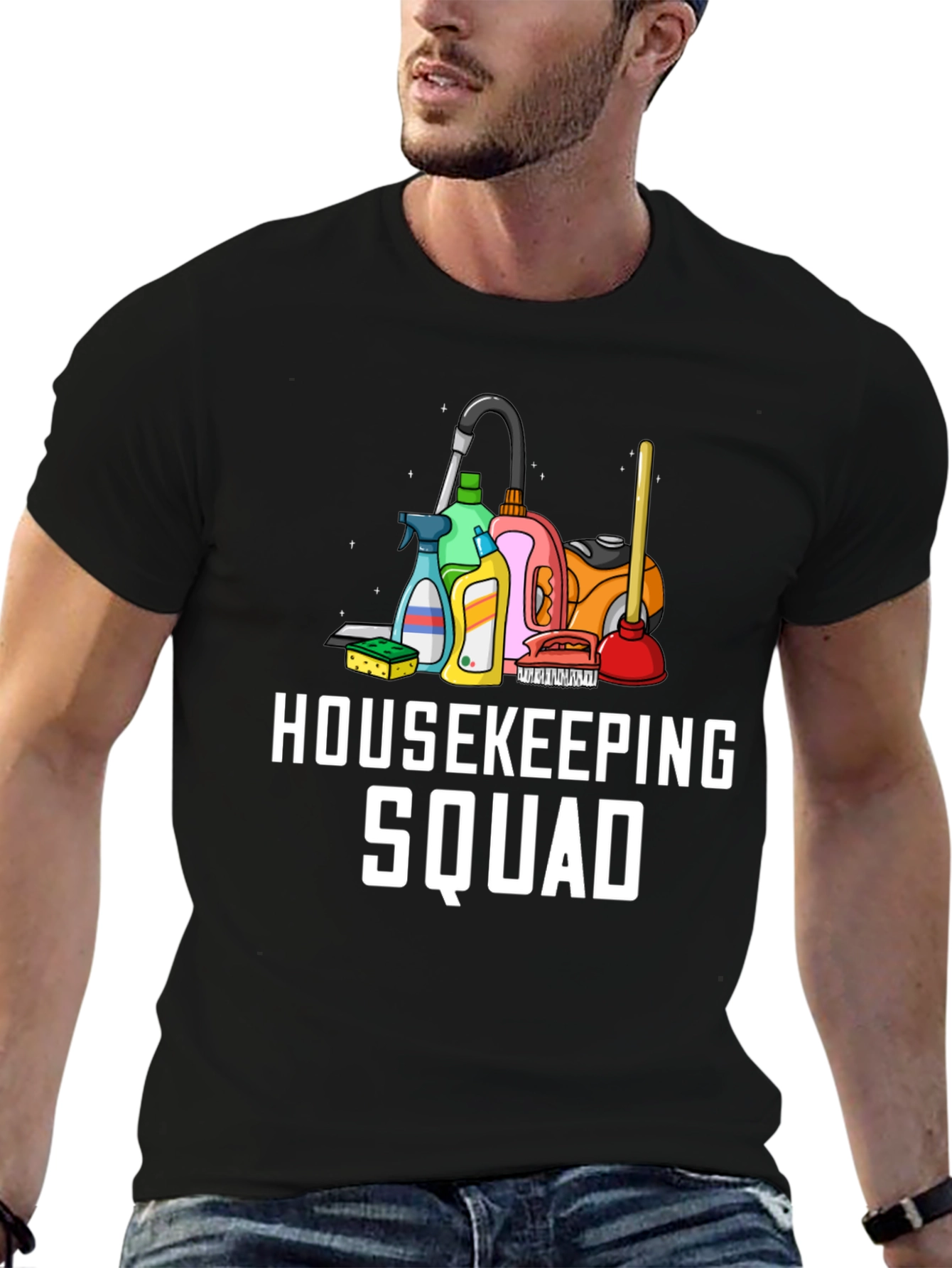Housekeeping Squad Black Graphic Tee