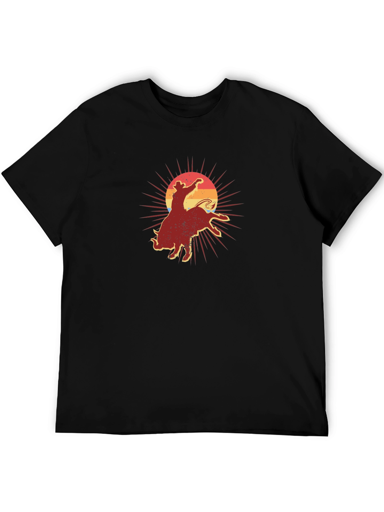 Retro Rodeo Graphic Tee - Black Cotton T-Shirt