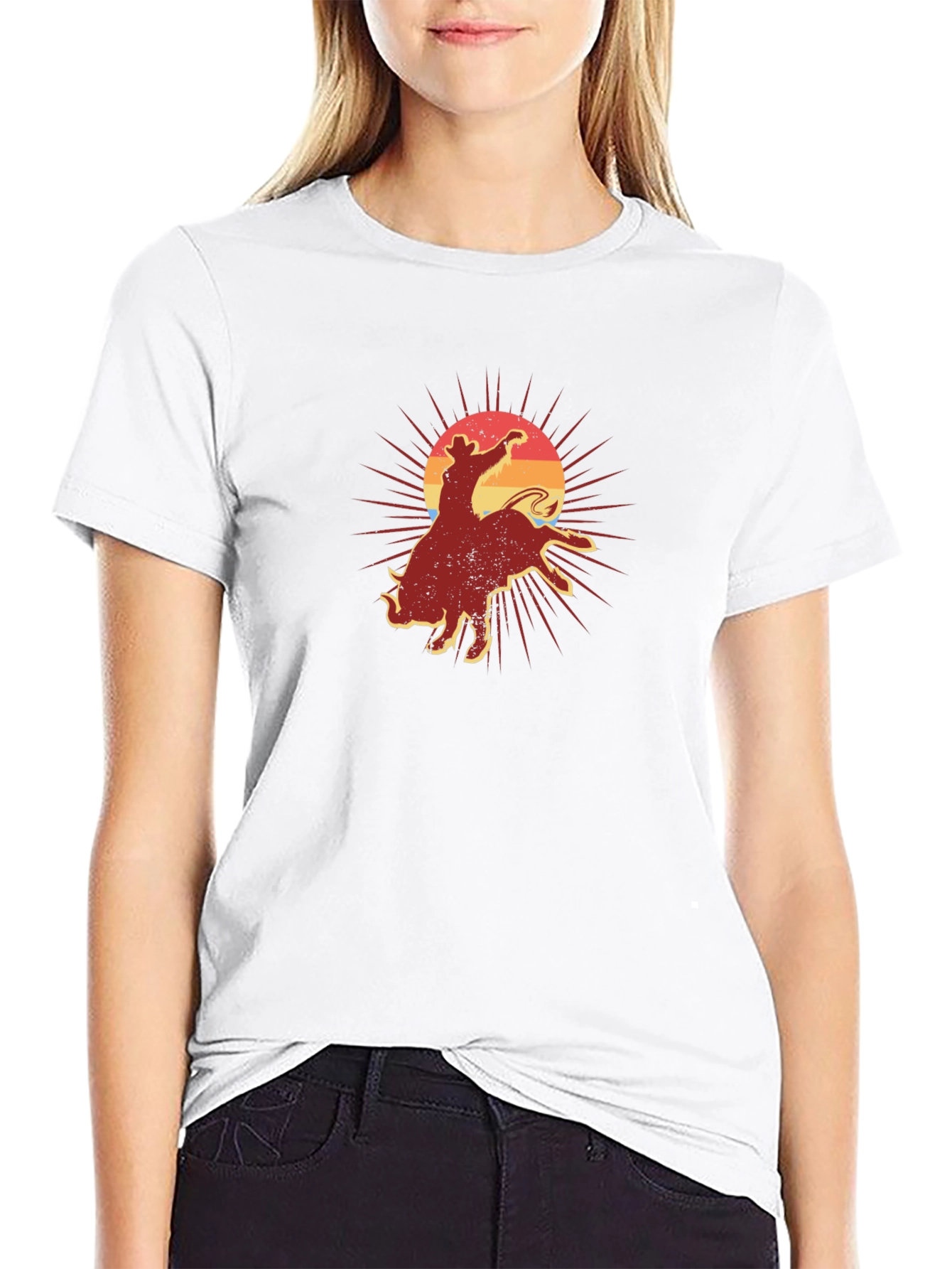 Retro Rodeo Graphic Tee - Black Cotton T-Shirt
