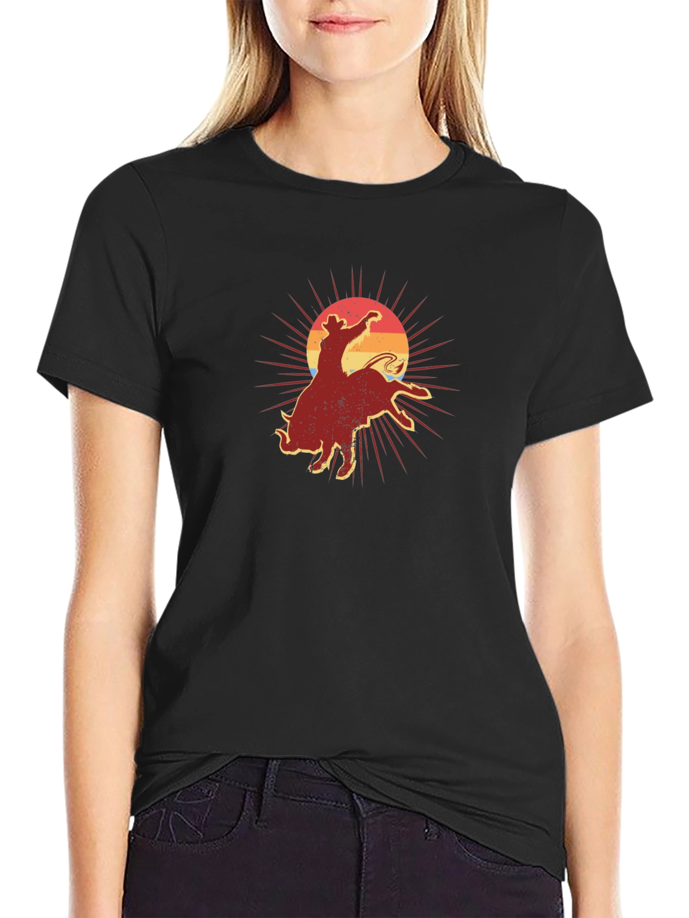 Retro Rodeo Graphic Tee - Black Cotton T-Shirt