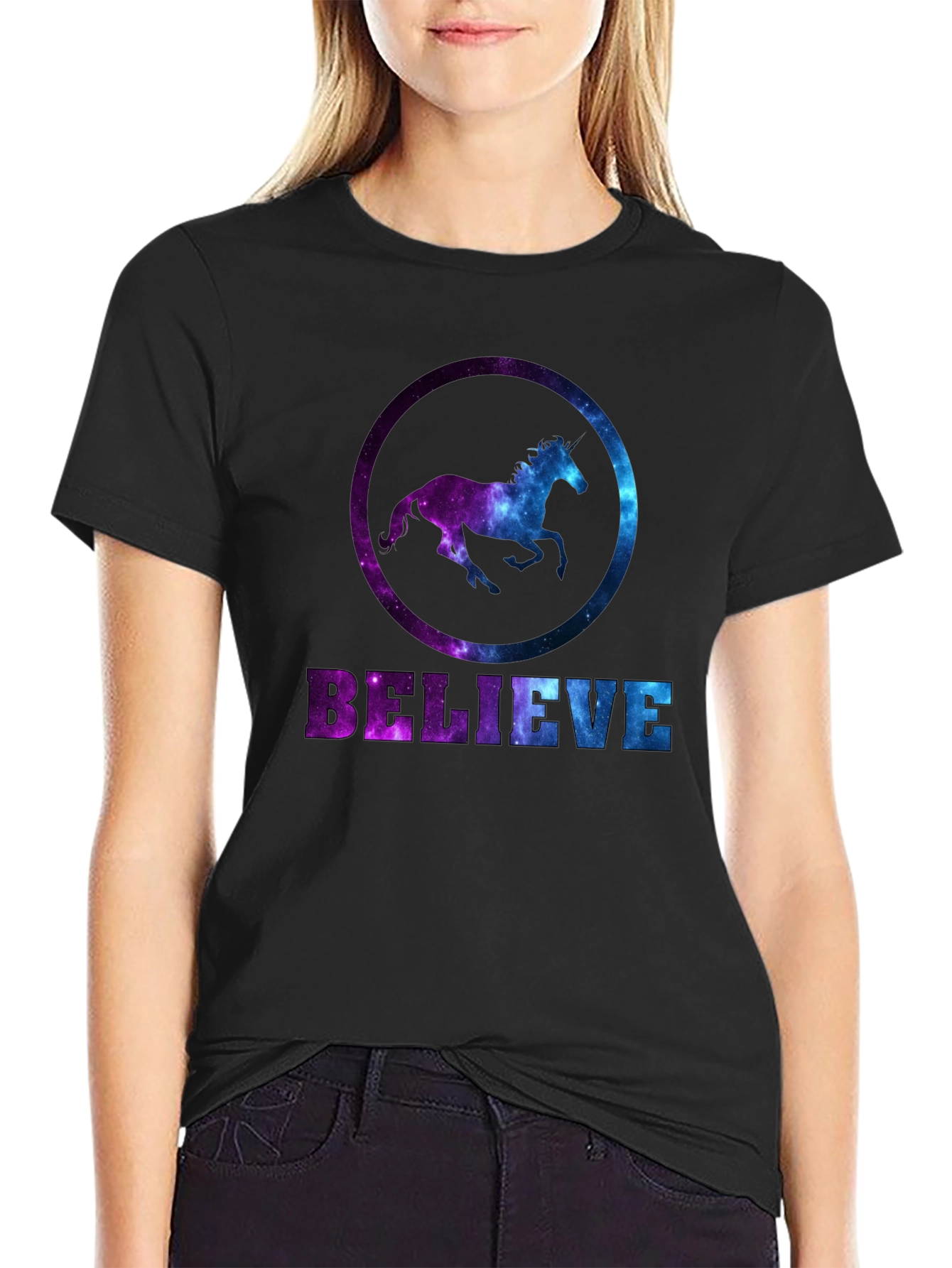 Believe Galaxy Horse Graphic Tee