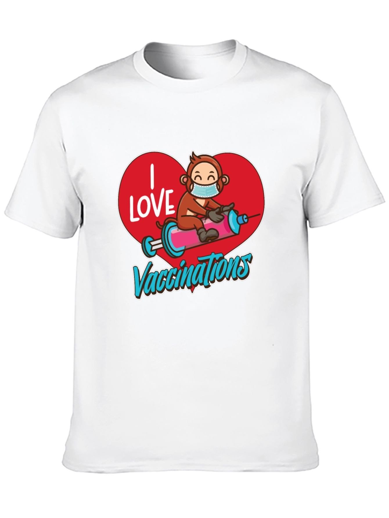 I Love Vaccinations T-Shirt Monkey on Syringe Design