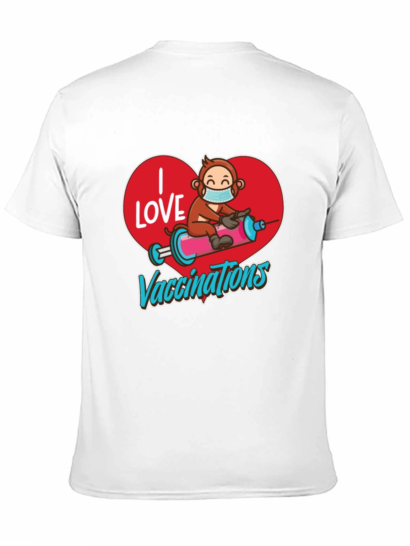 I Love Vaccinations T-Shirt Monkey on Syringe Design