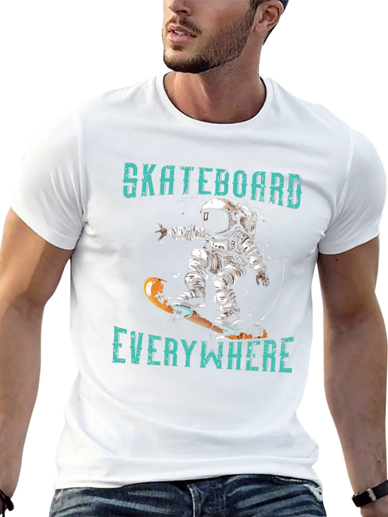 Skateboard Everywhere Graphic Tee - Astronaut Design