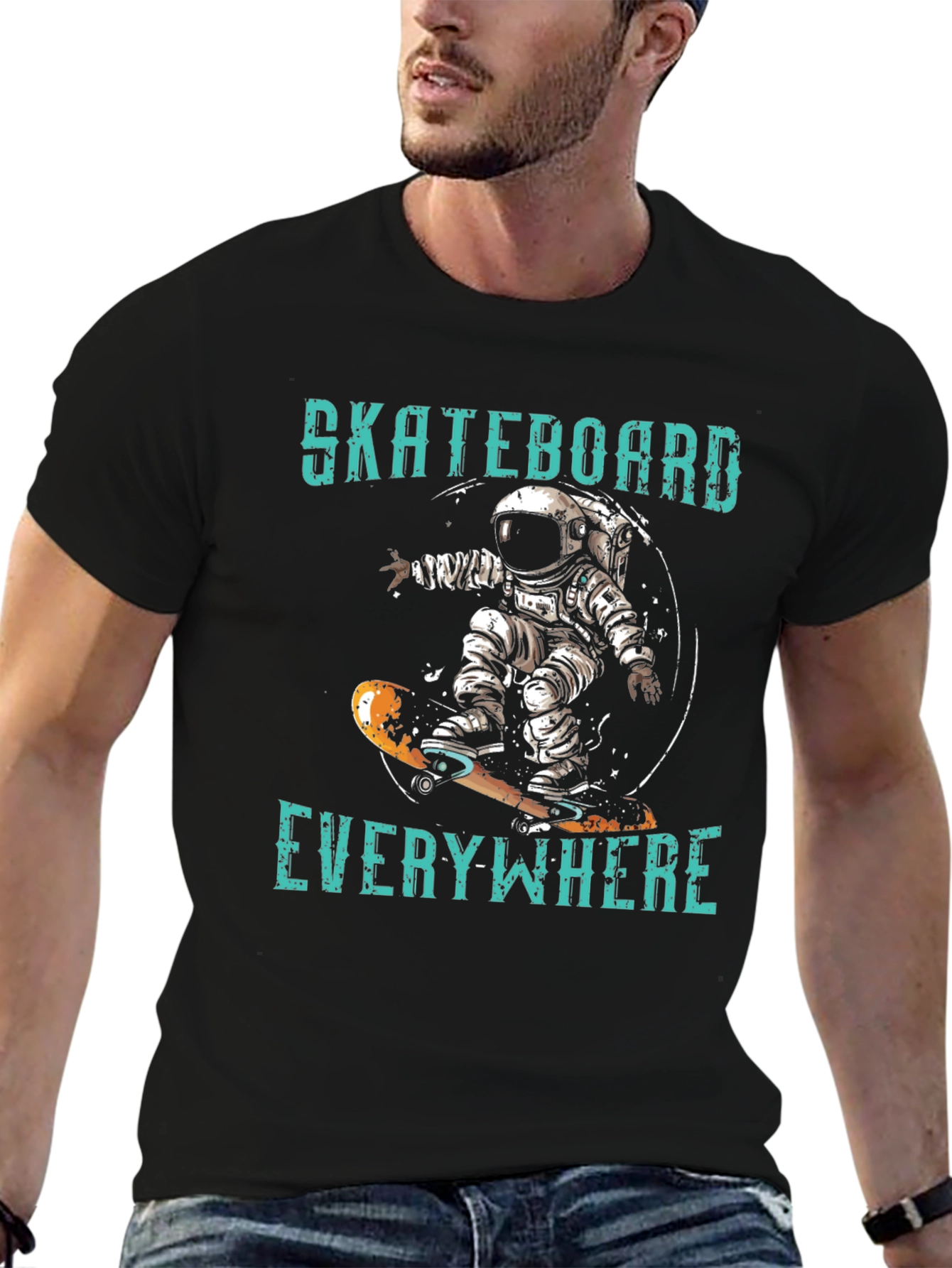 Skateboard Everywhere Graphic Tee - Astronaut Design