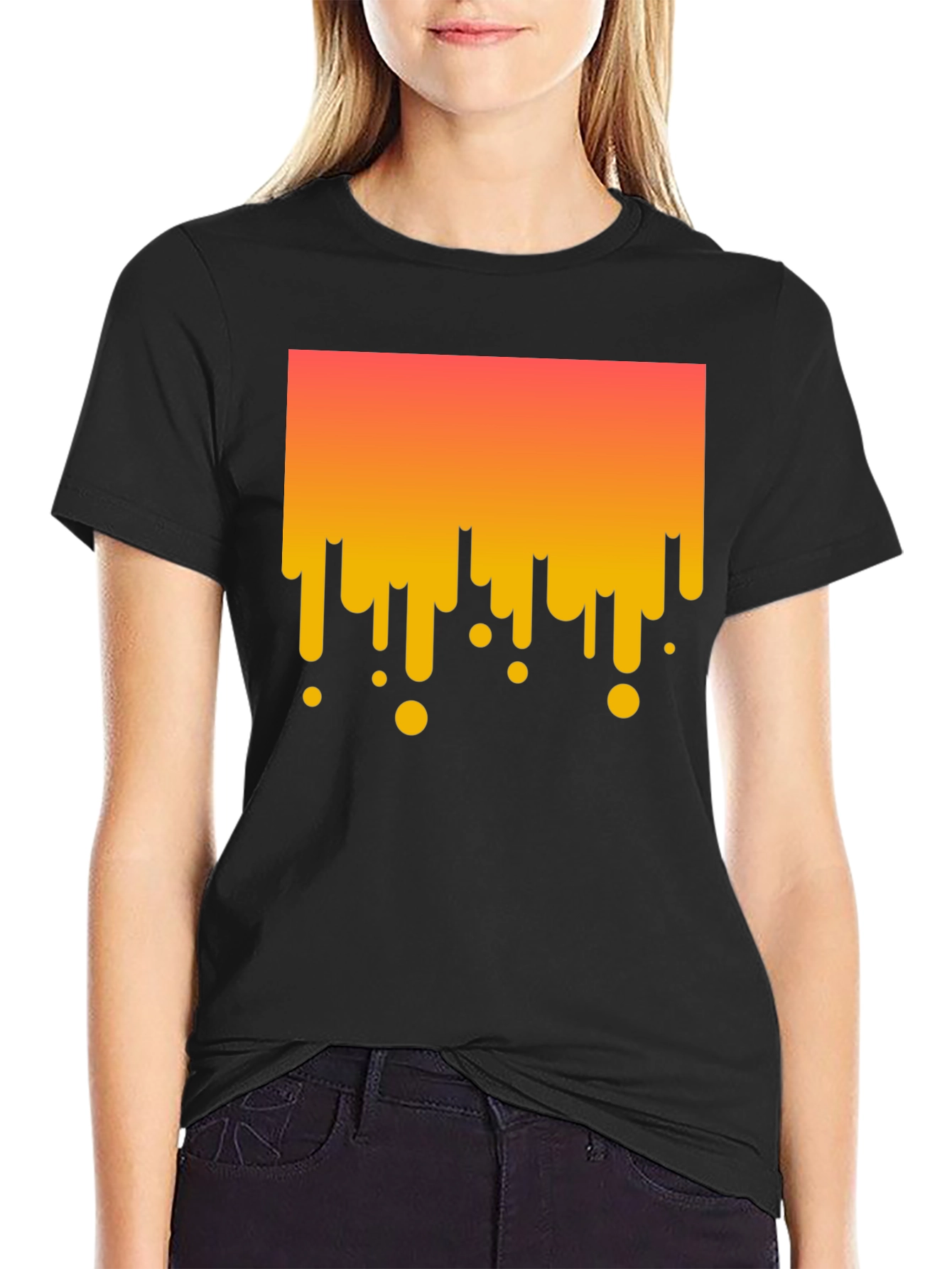 Modern Drip Graphic Tee - Stylish Black Cotton T-Shirt