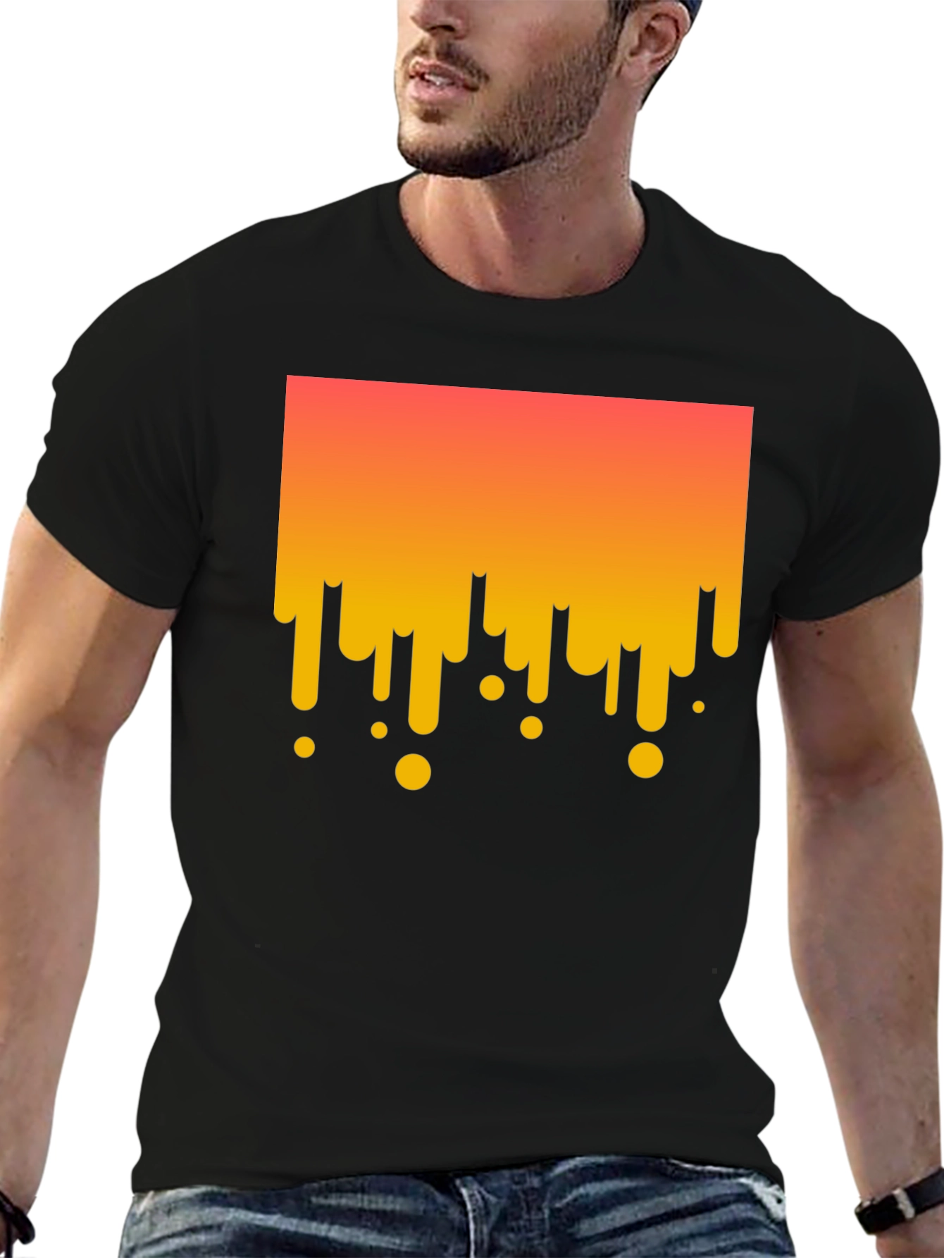 Modern Drip Graphic Tee - Stylish Black Cotton T-Shirt
