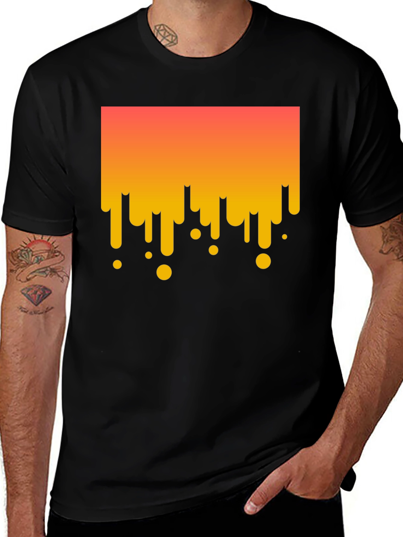 Modern Drip Graphic Tee - Stylish Black Cotton T-Shirt