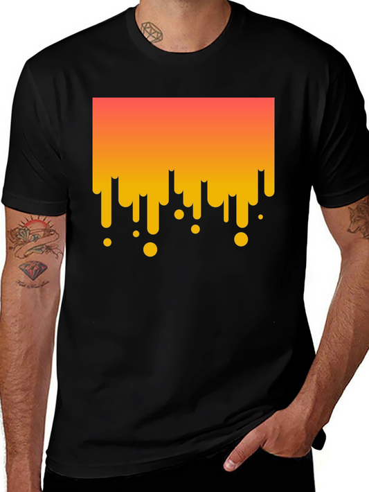 Modern Drip Graphic Tee - Stylish Black Cotton T-Shirt