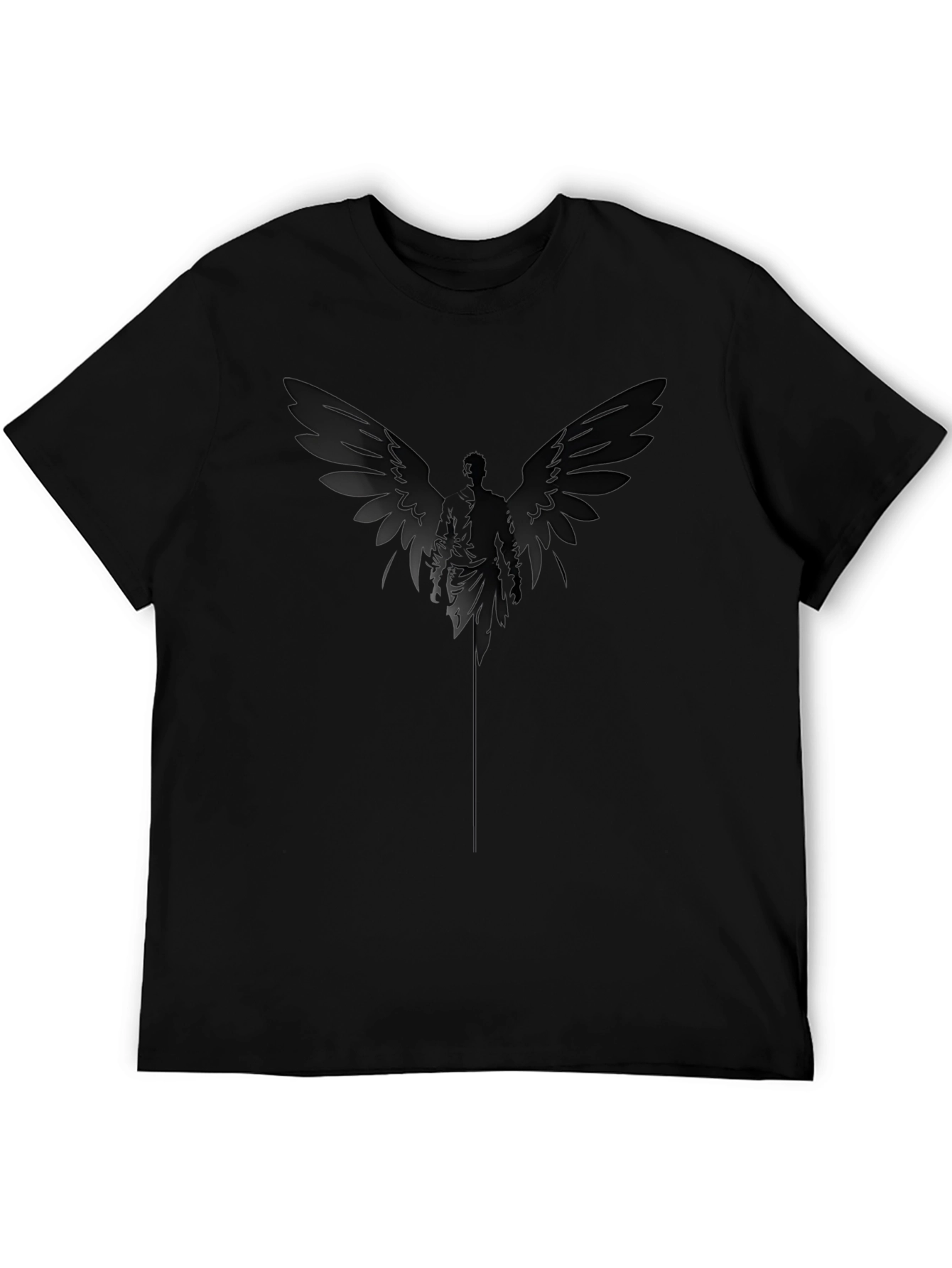 Dark Angel Wings Graphic Print Black T-Shirt