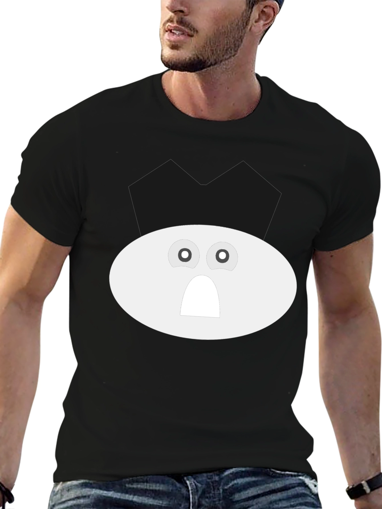 Funny Ghost Face Black Cotton T-Shirt