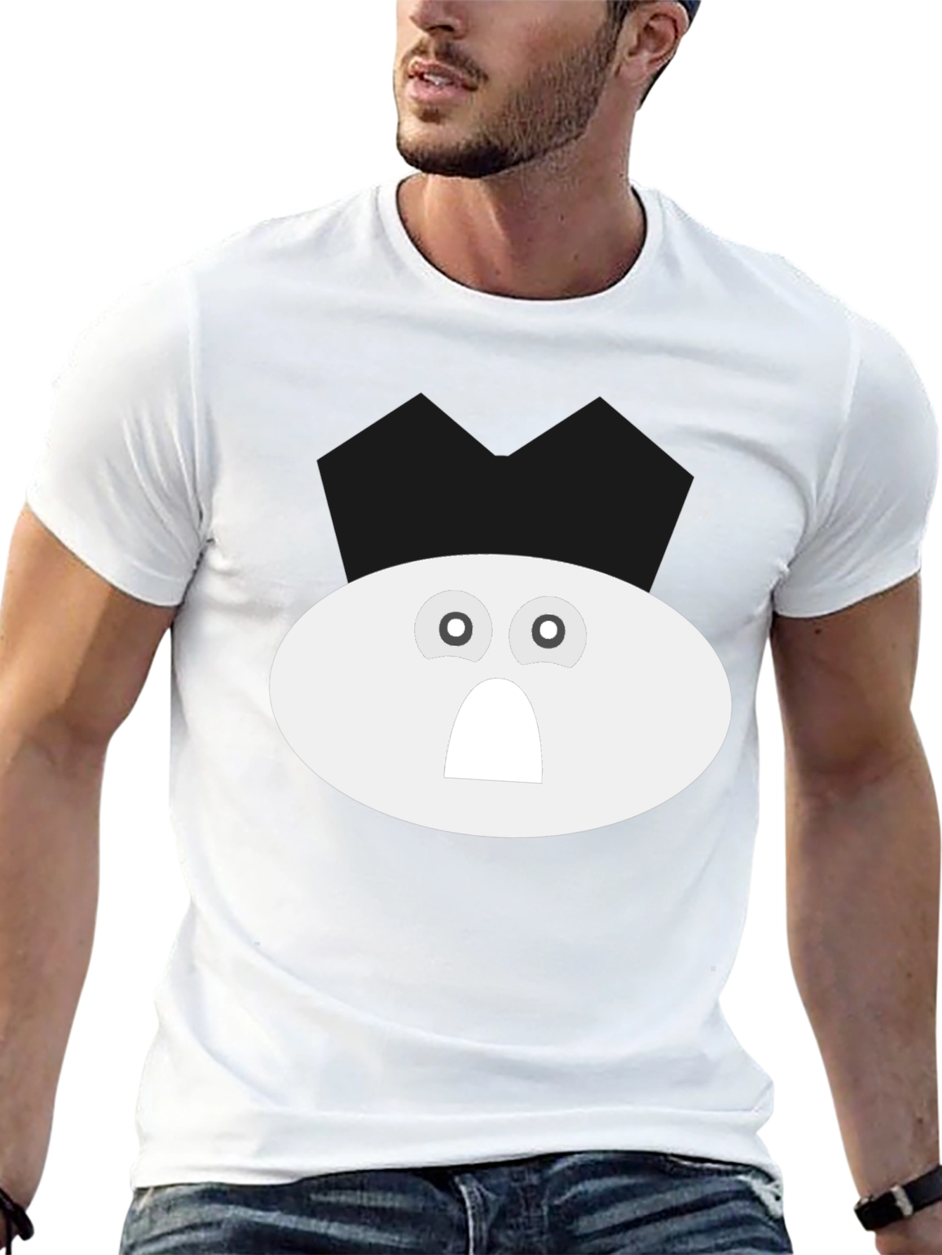 Funny Ghost Face Black Cotton T-Shirt
