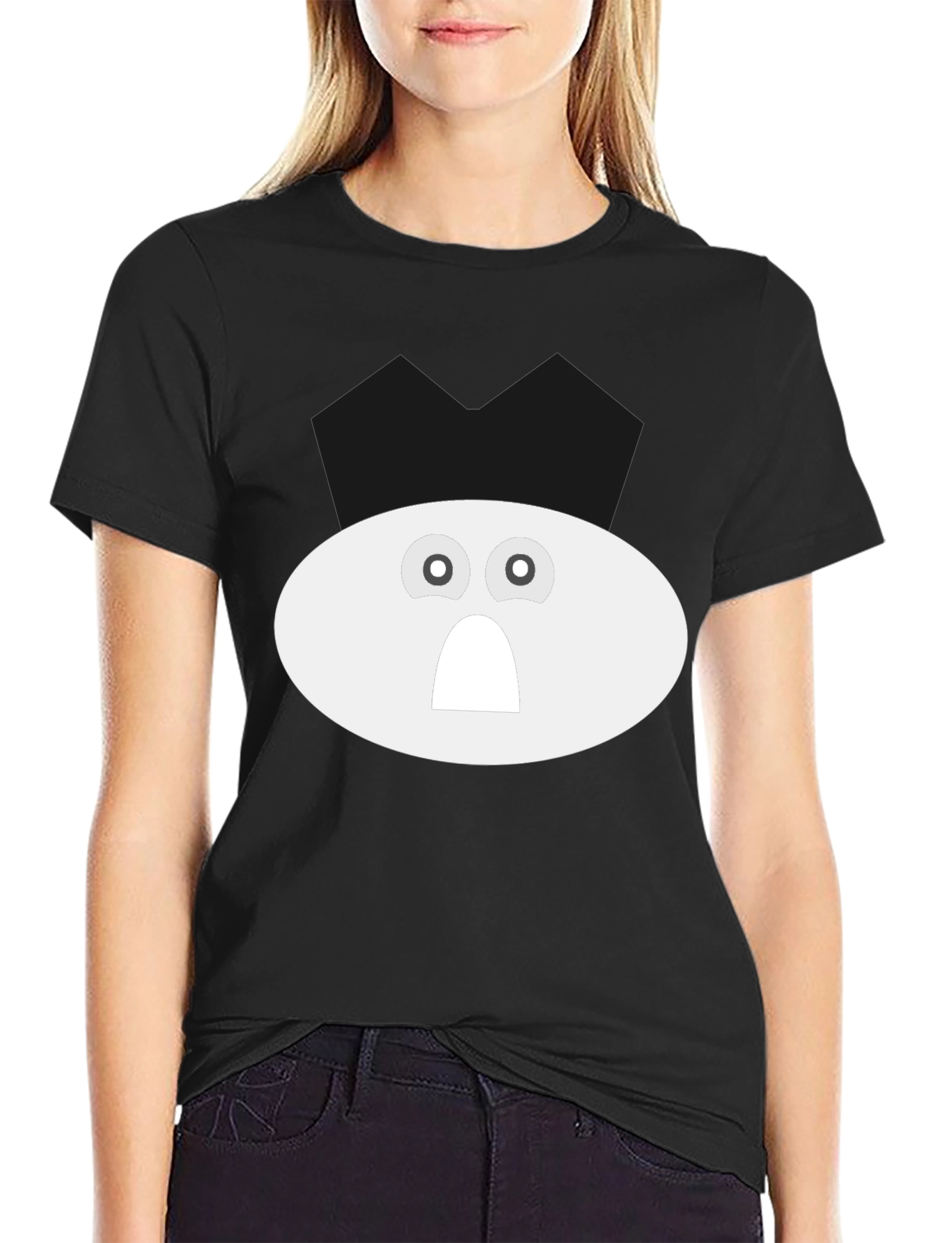 Funny Ghost Face Black Cotton T-Shirt