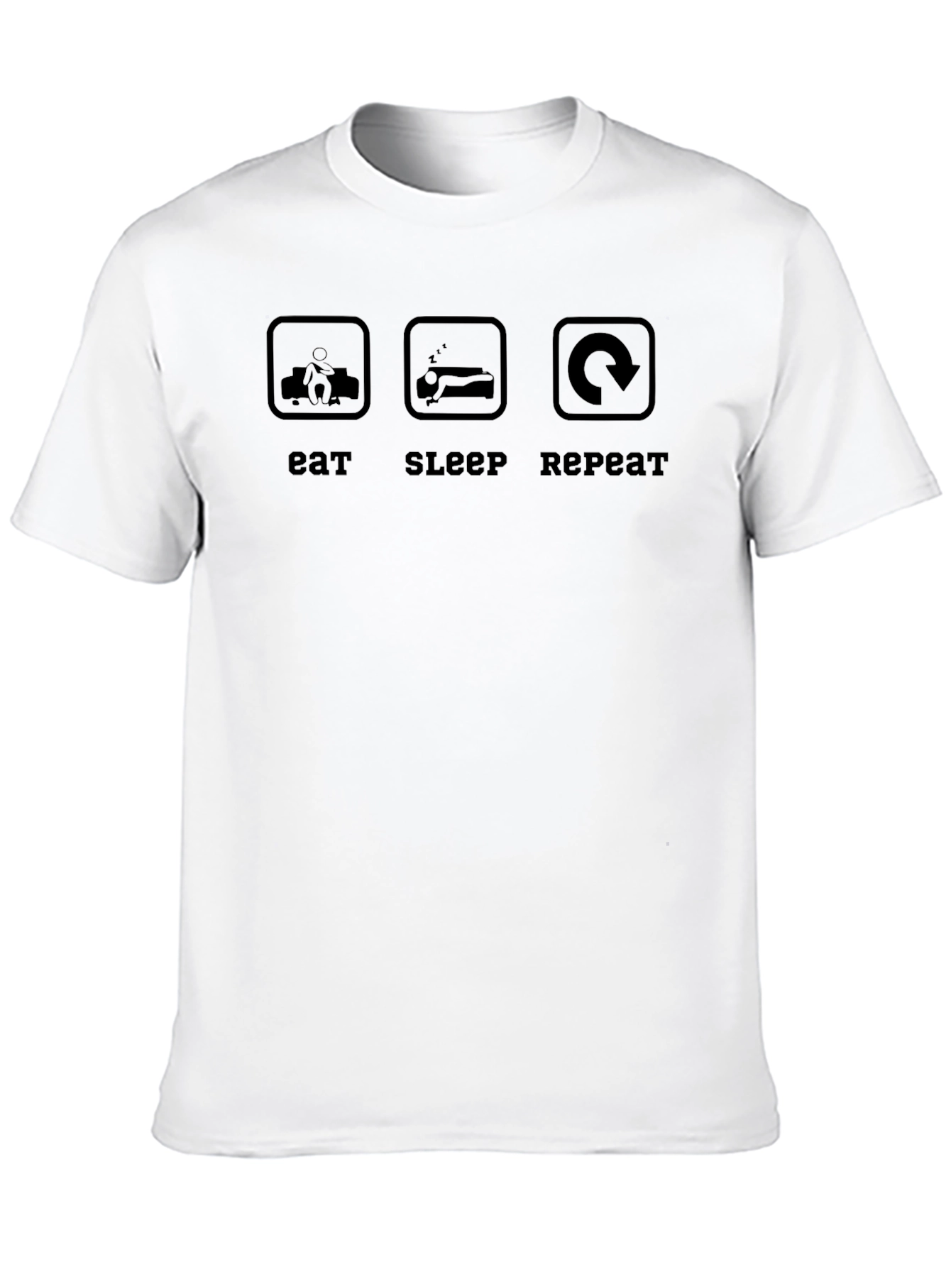 Eat Sleep Repeat Graphic Tee - Black Crew Neck