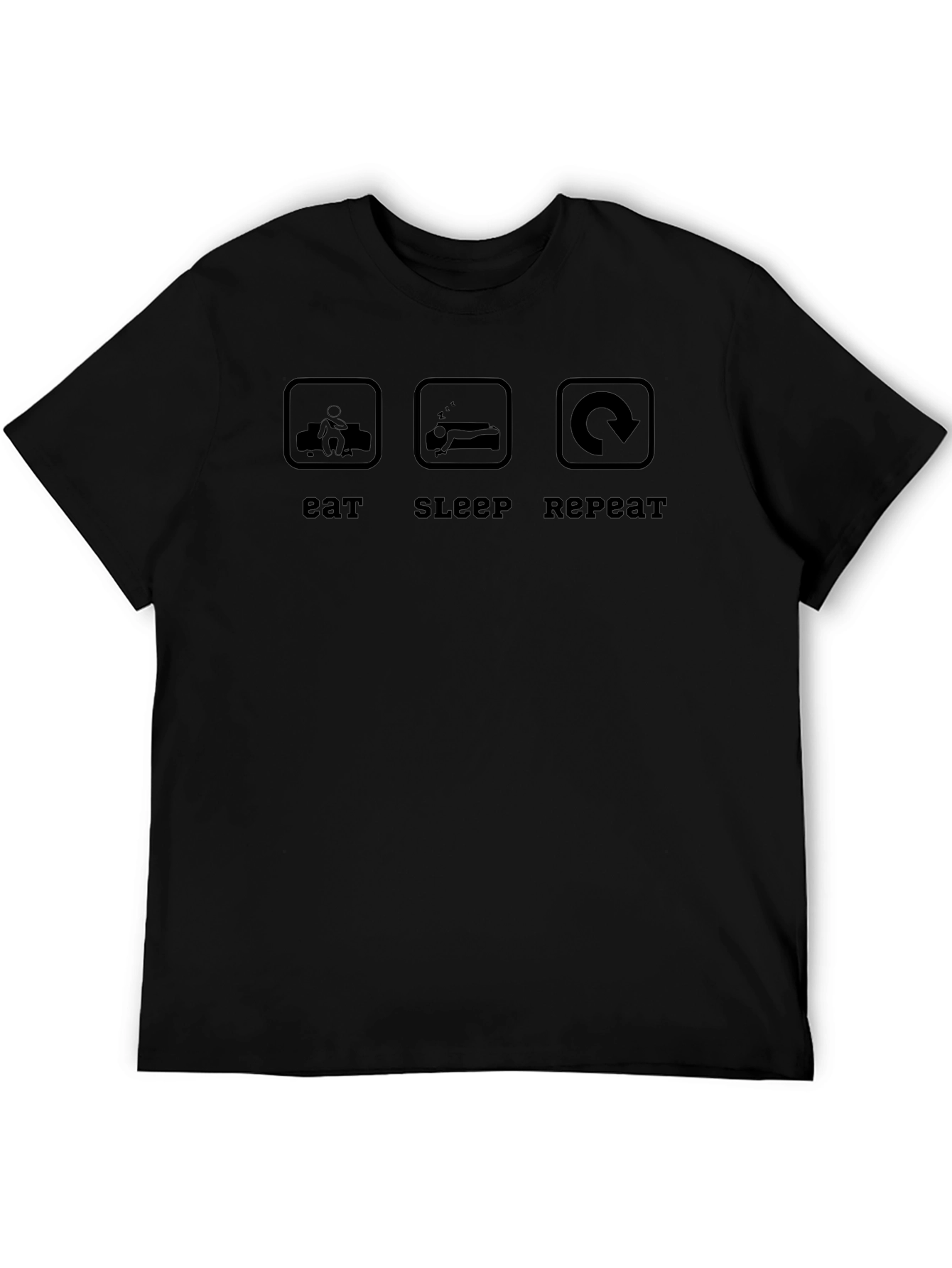 Eat Sleep Repeat Graphic Tee - Black Crew Neck