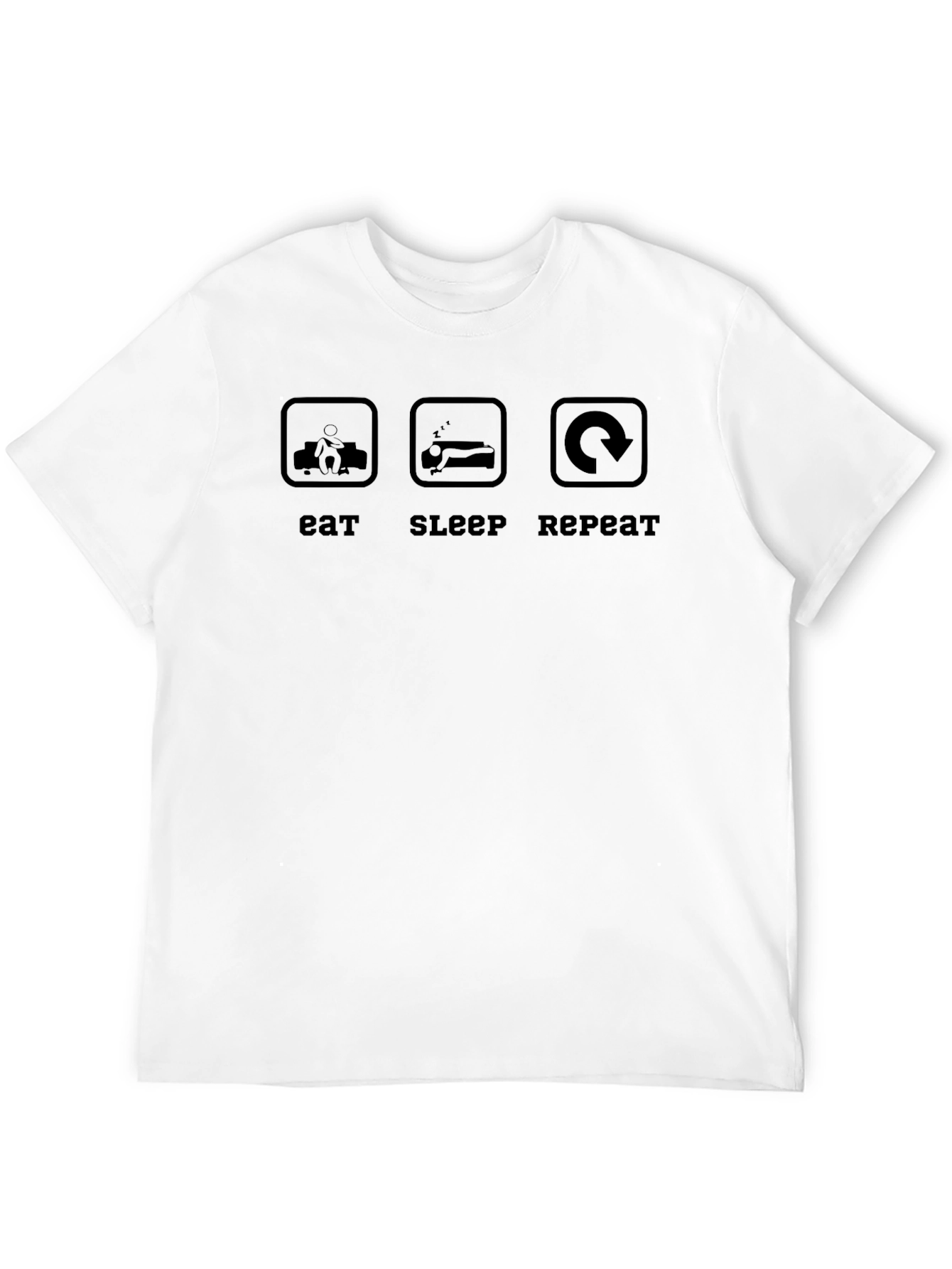 Eat Sleep Repeat Graphic Tee - Black Crew Neck