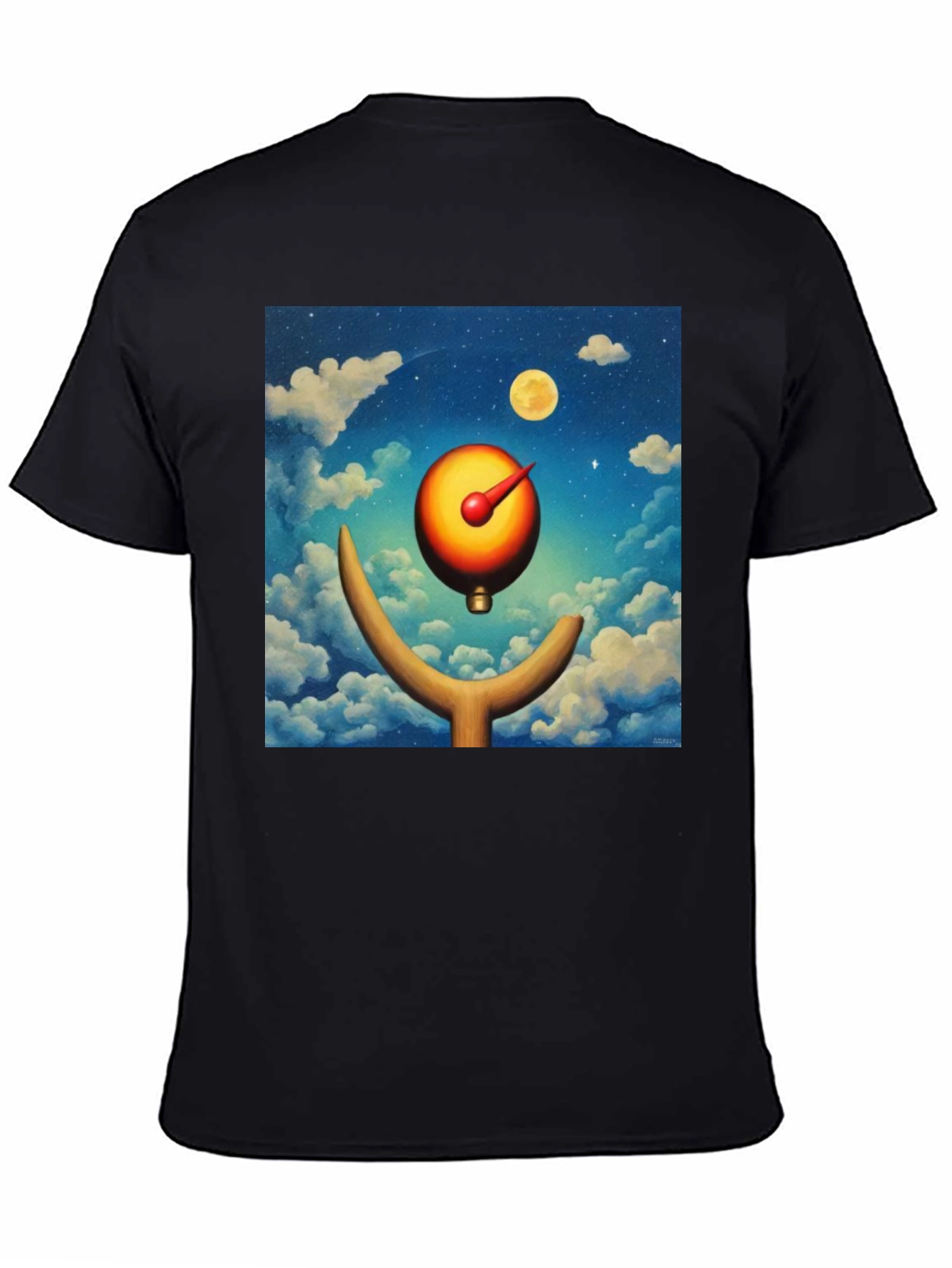 Surreal Moon Dial Black T-Shirt