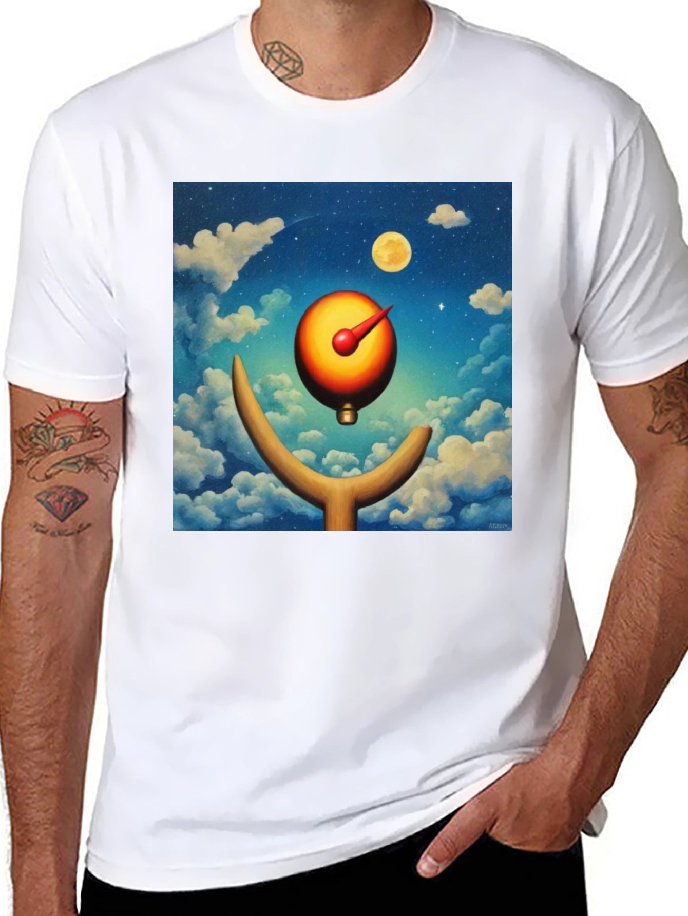 Surreal Moon Dial Black T-Shirt