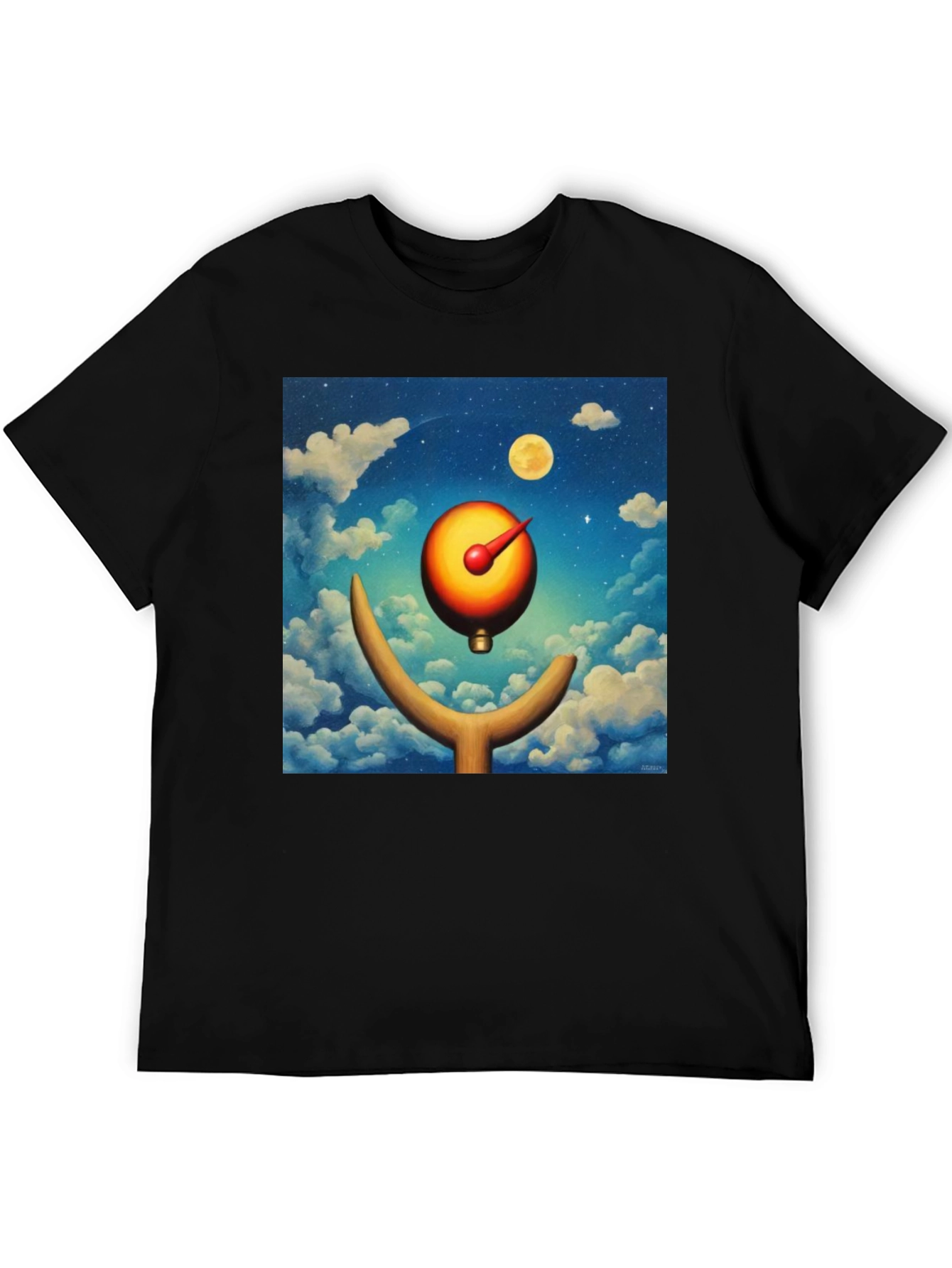 Surreal Moon Dial Black T-Shirt