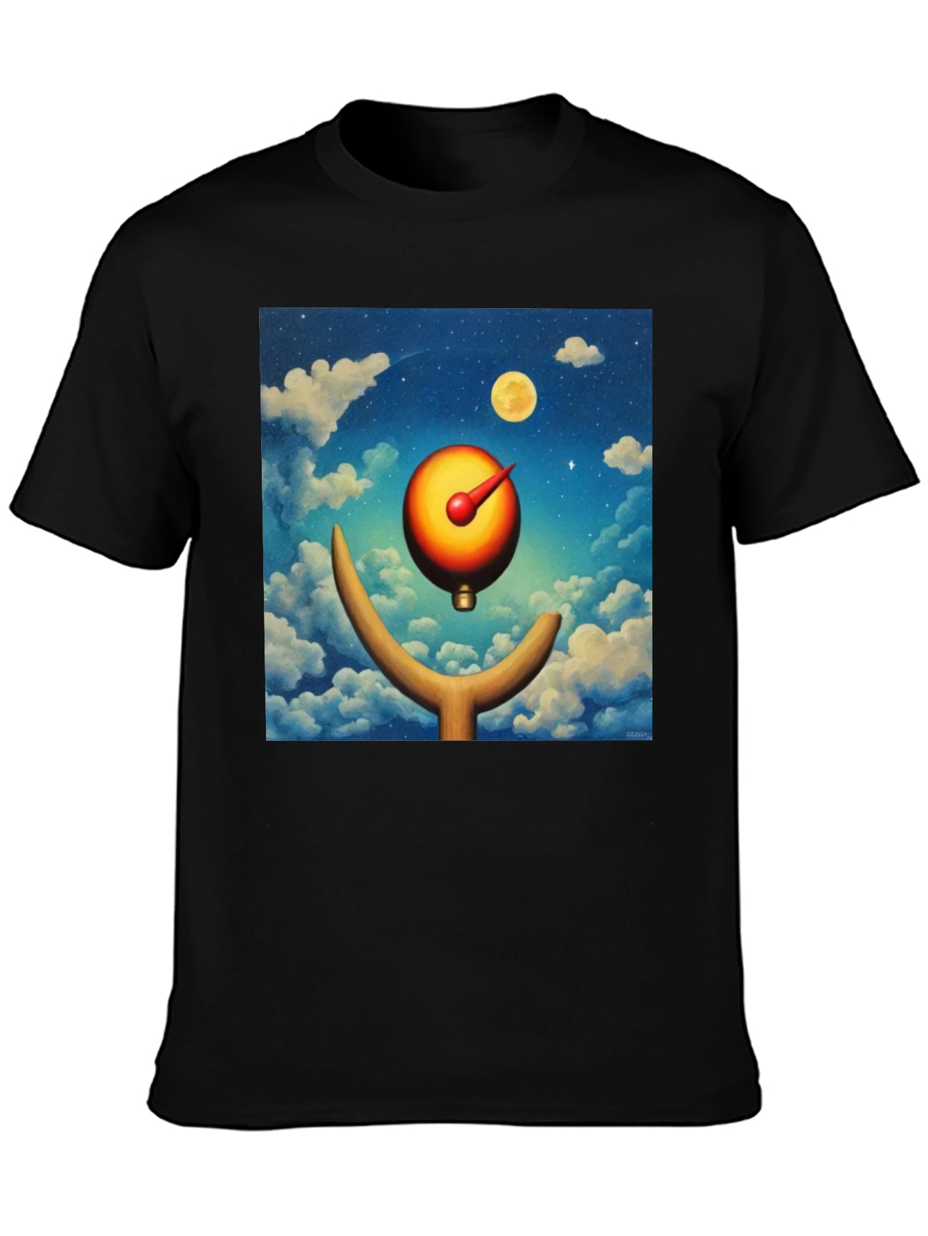 Surreal Moon Dial Black T-Shirt