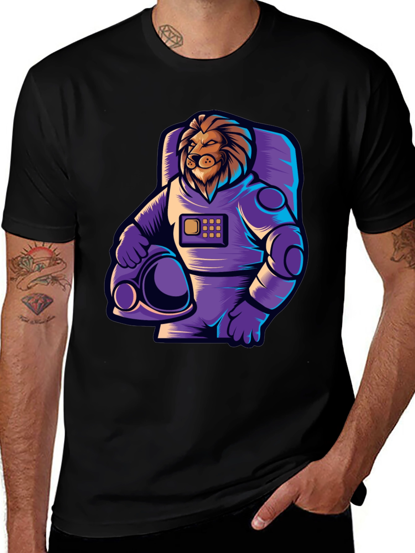Lion Astronaut Graphic T-Shirt - Space Adventure Style