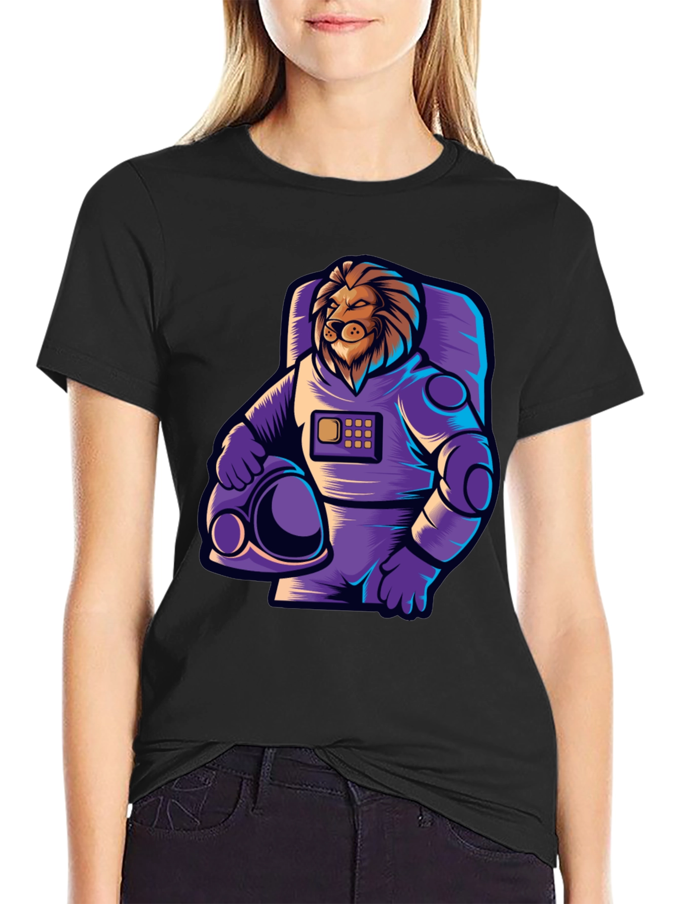 Lion Astronaut Graphic T-Shirt - Space Adventure Style