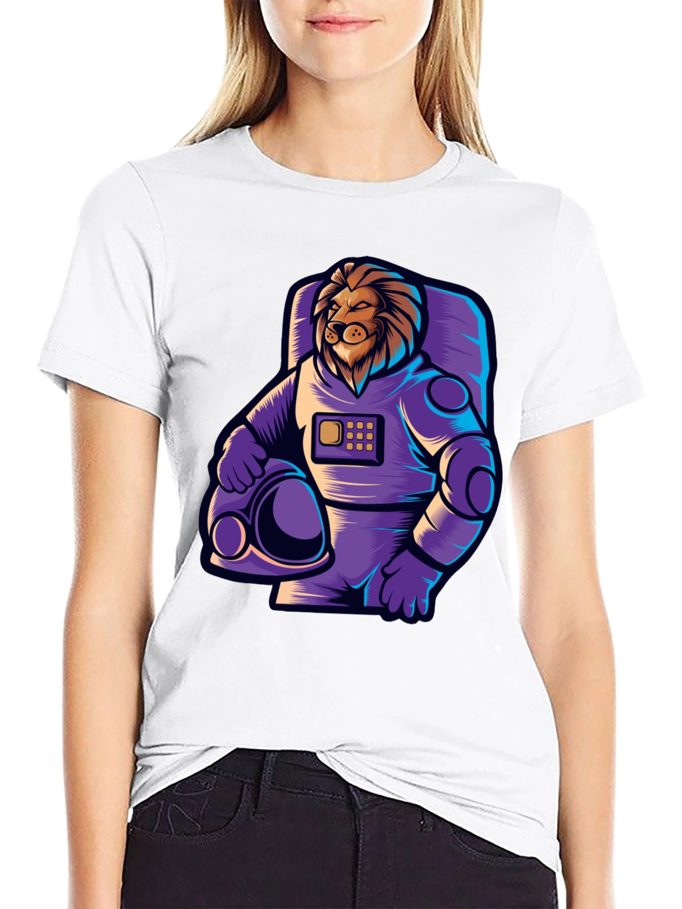 Lion Astronaut Graphic T-Shirt - Space Adventure Style