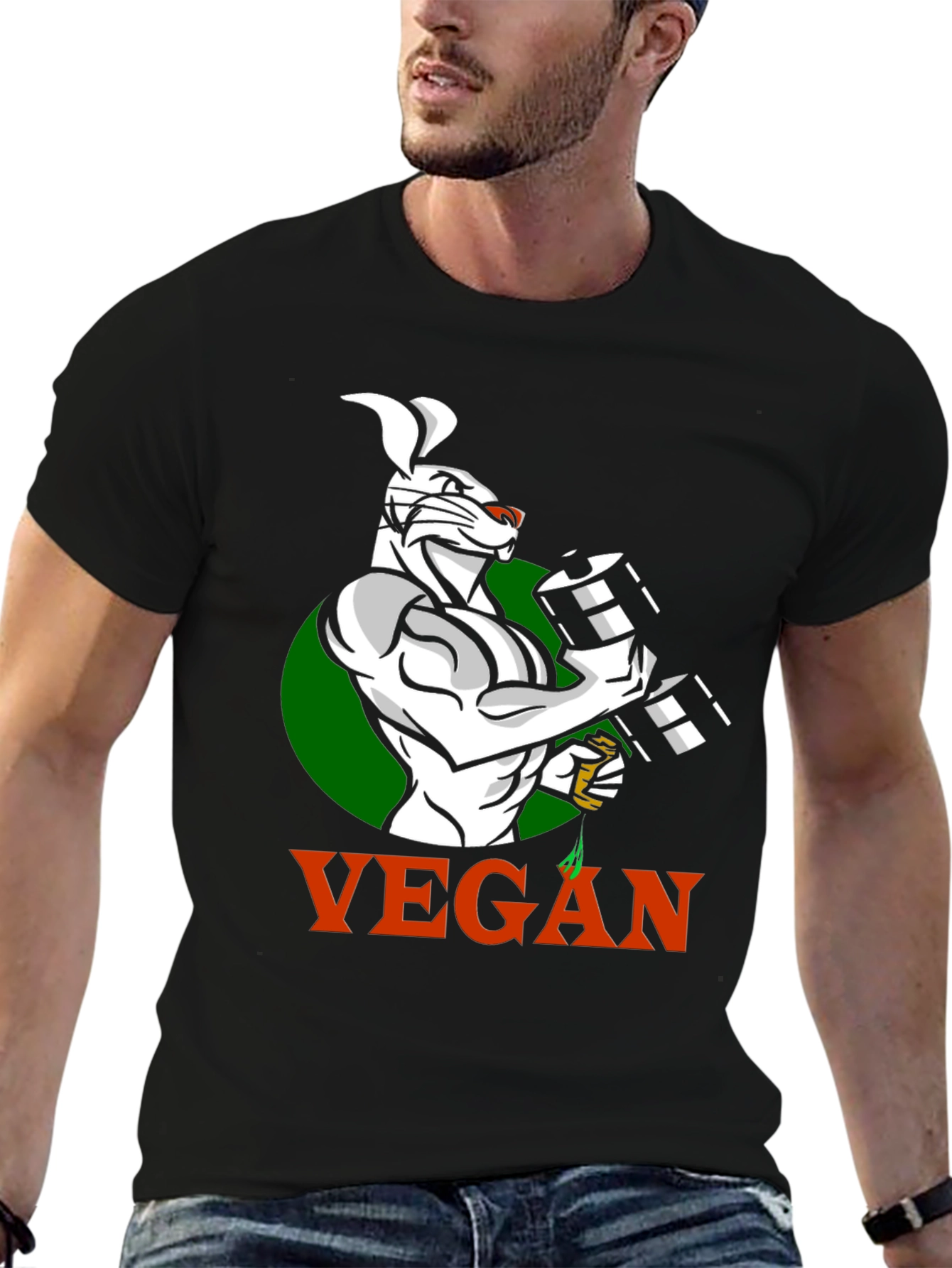 Vegan Bunny Gym T-Shirt - Black