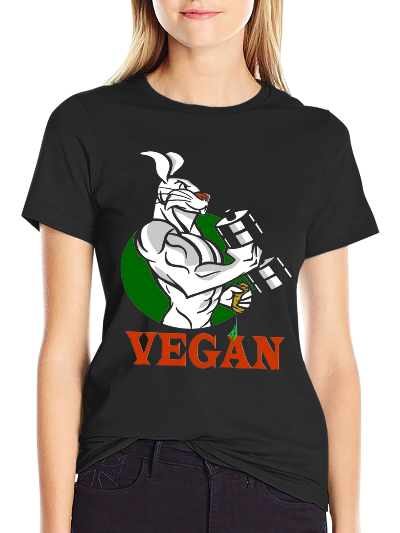 Vegan Bunny Gym T-Shirt - Black