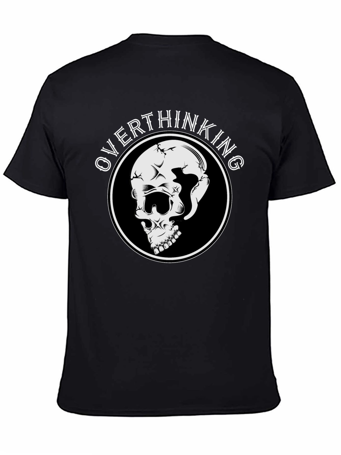 Overthinking Skull Graphic Black T-Shirt