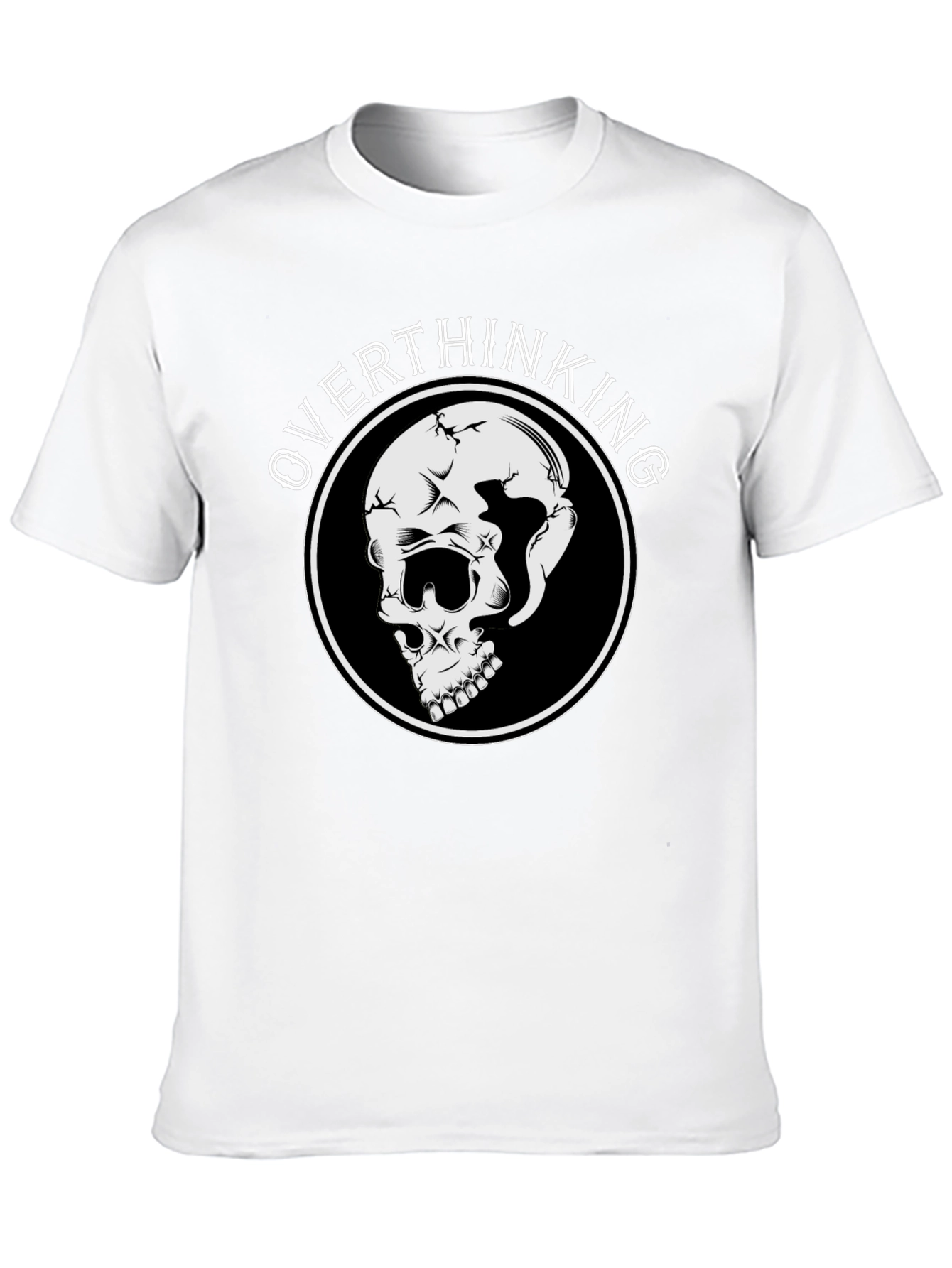 Overthinking Skull Graphic Black T-Shirt