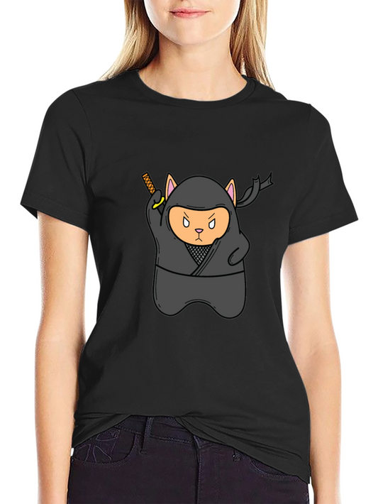 Ninja Cat Black T-Shirt - Stealth Mode Activated!