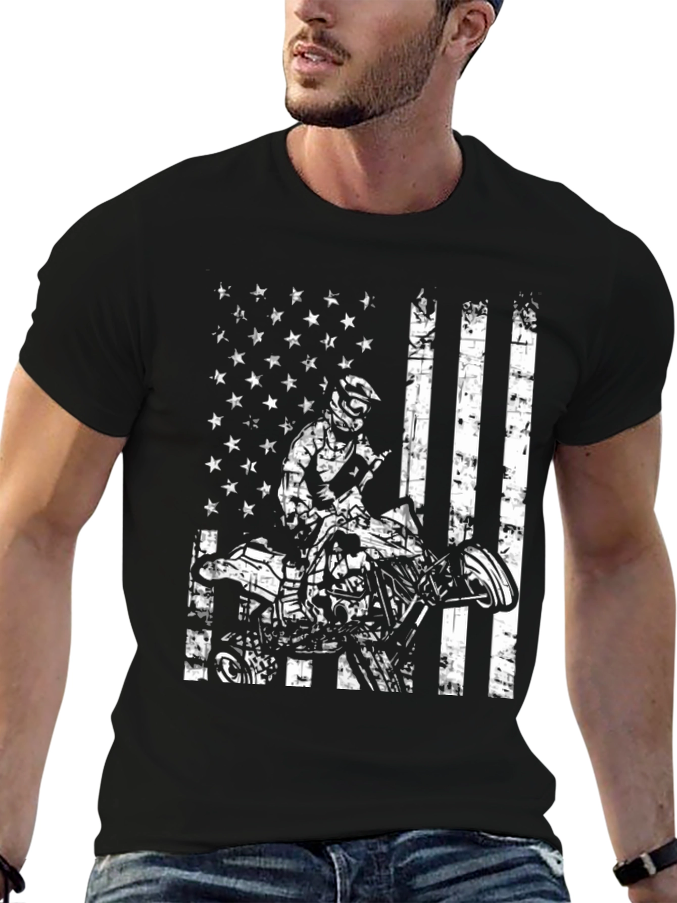 ATV Rider American Flag Graphic Tee