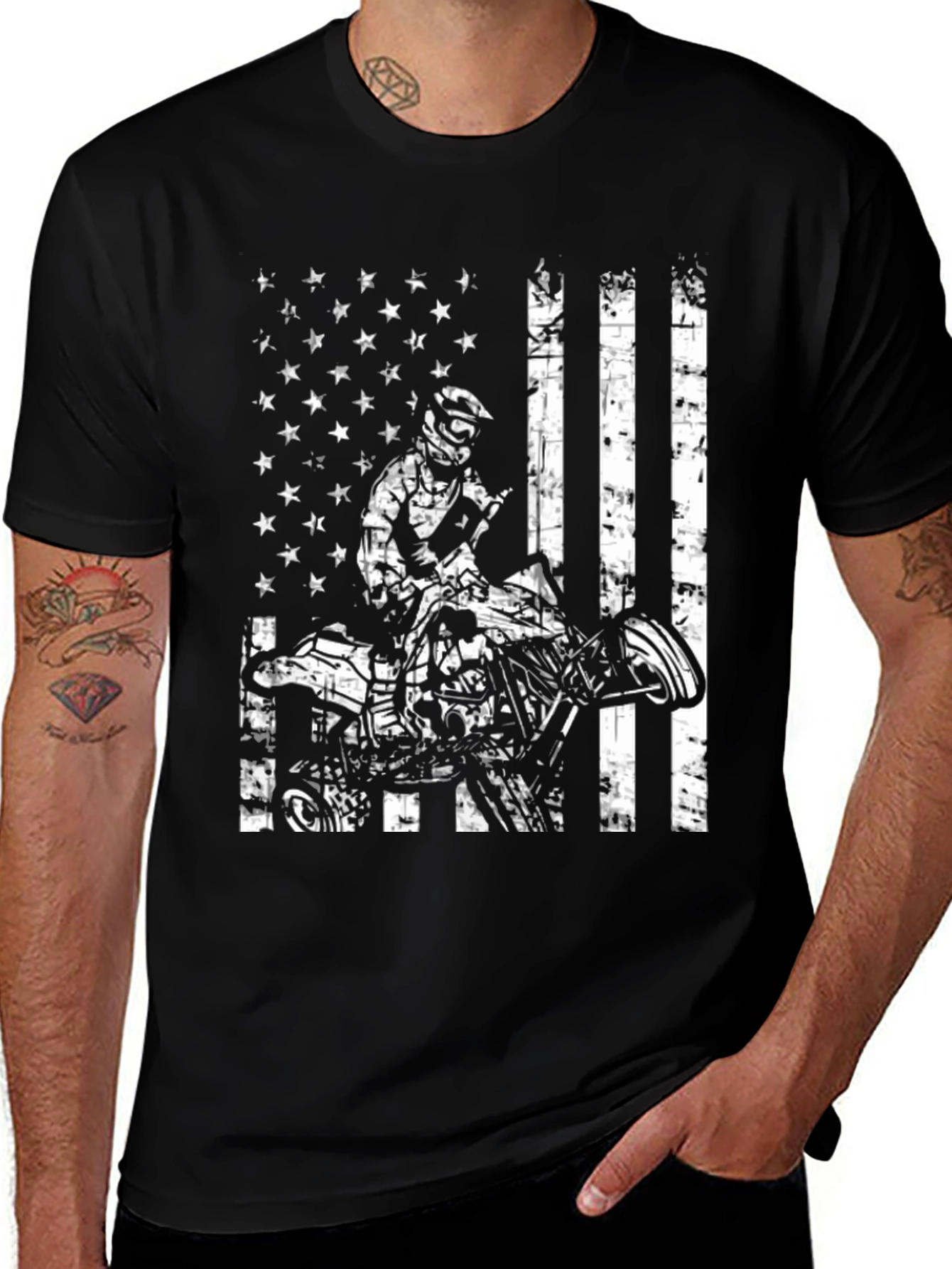 ATV Rider American Flag Graphic Tee
