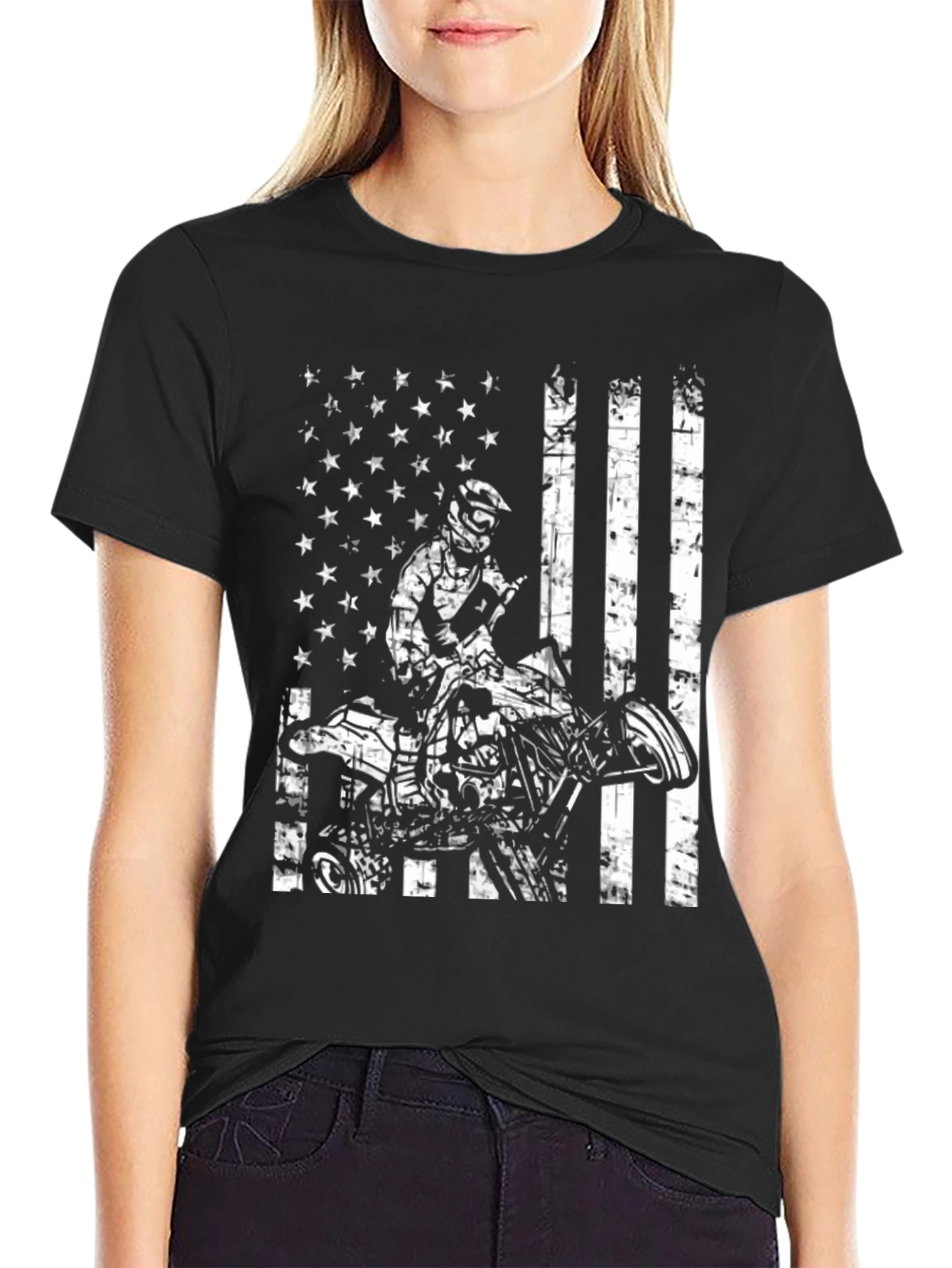 ATV Rider American Flag Graphic Tee