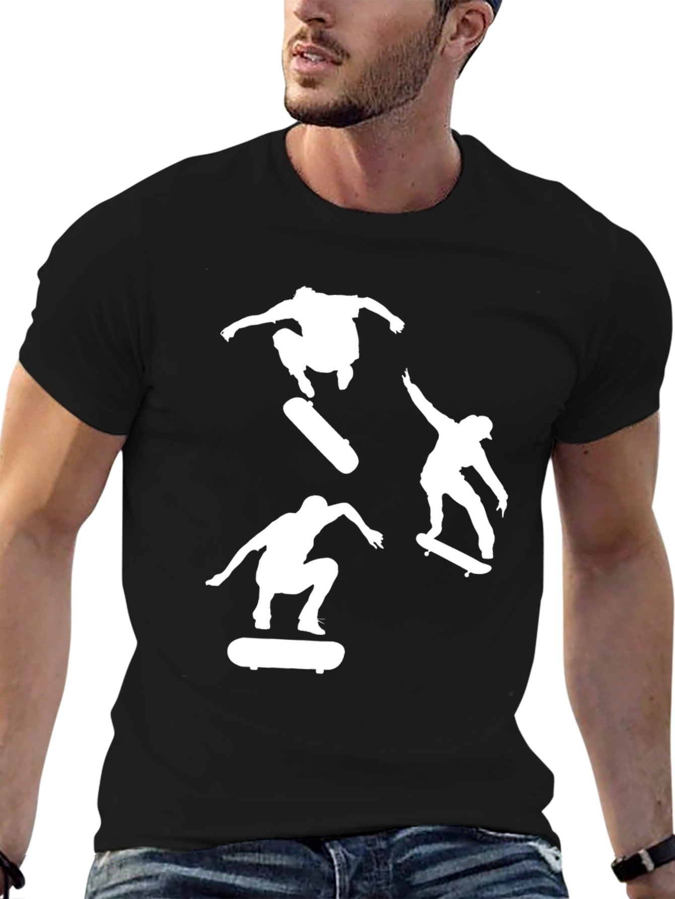 Skater Silhouette Tee - Black Graphic T-Shirt