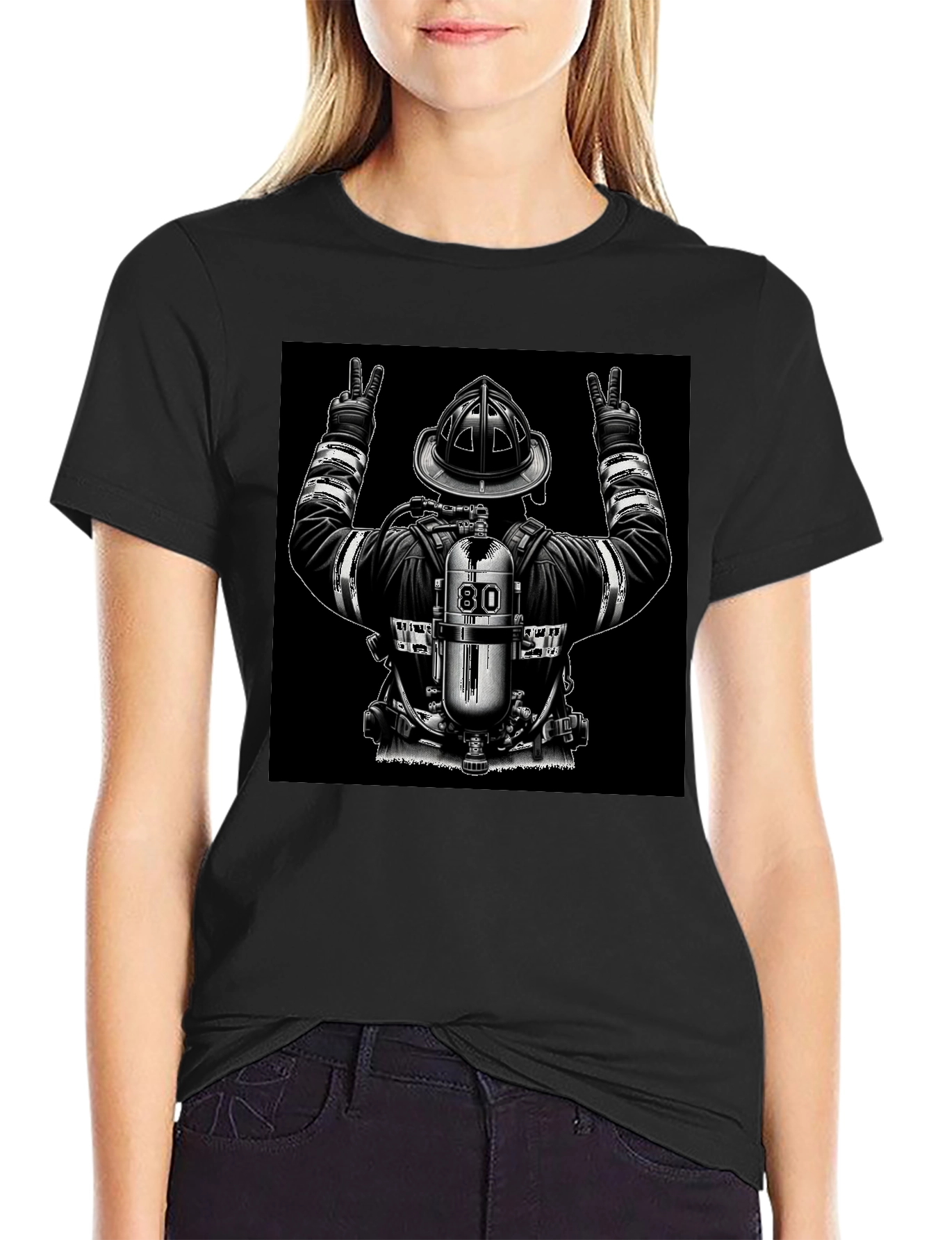 Firefighter Peace Sign Graphic T-Shirt