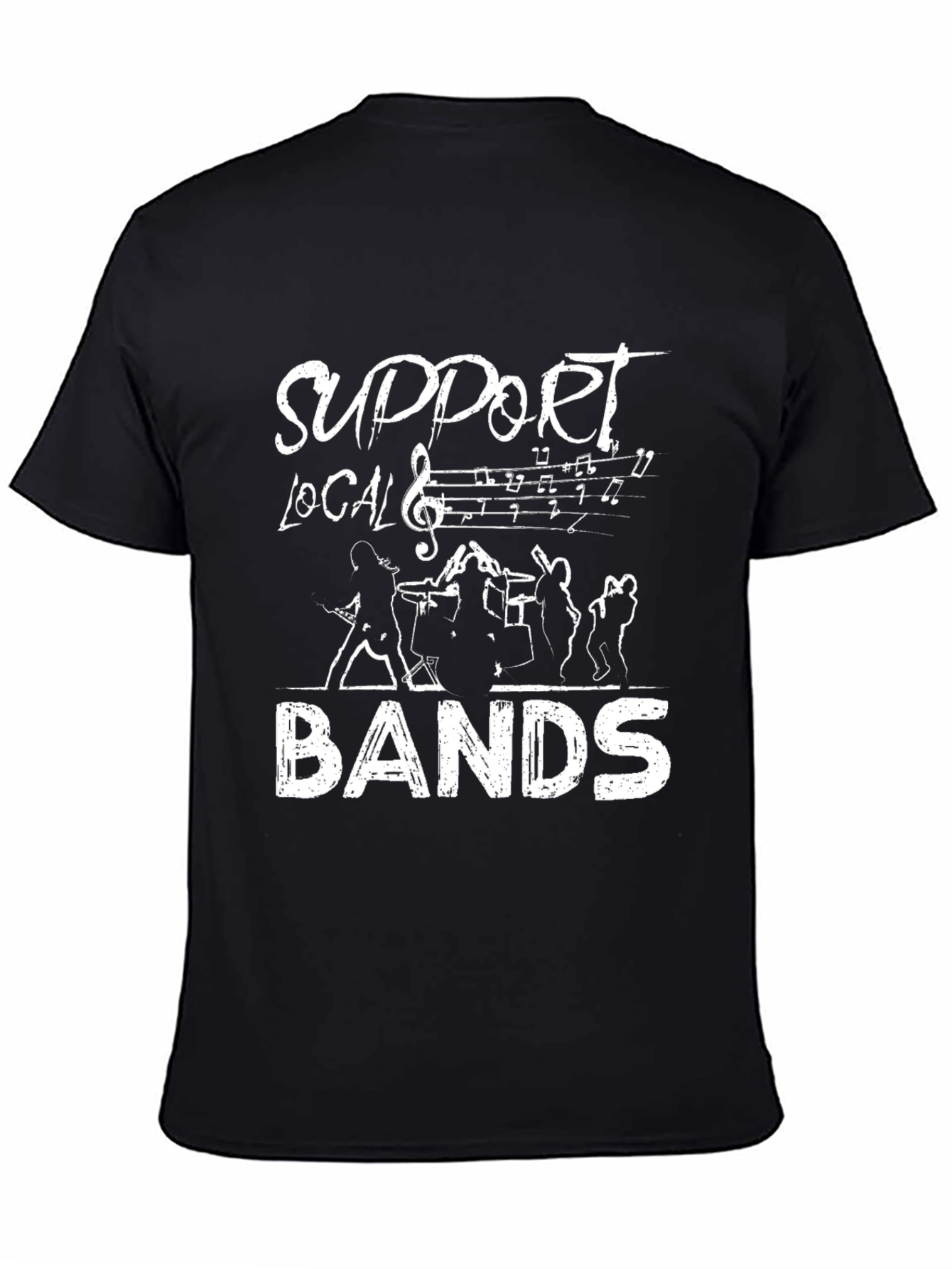 Support Local Bands Black Graphic Tee