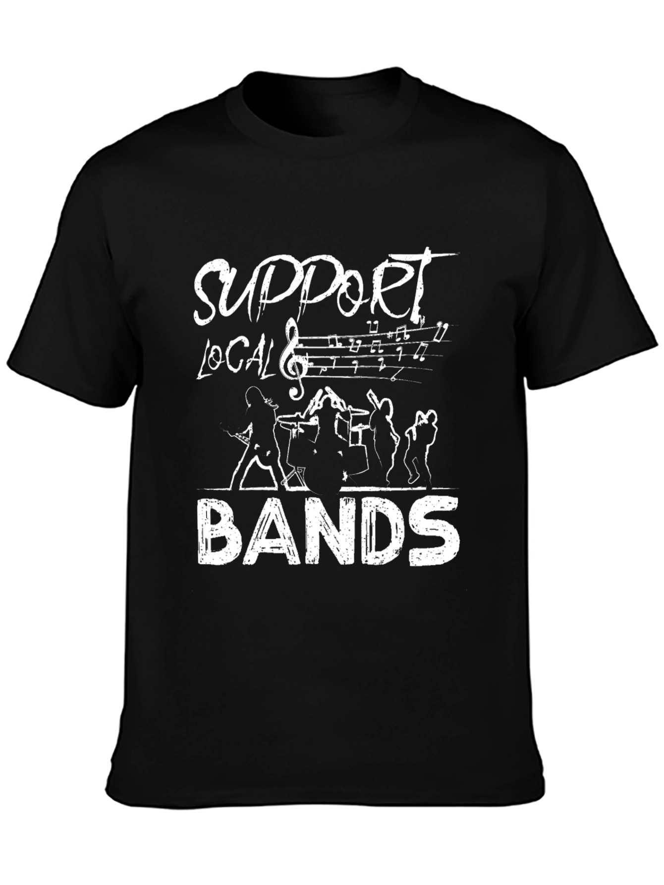 Support Local Bands Black Graphic Tee