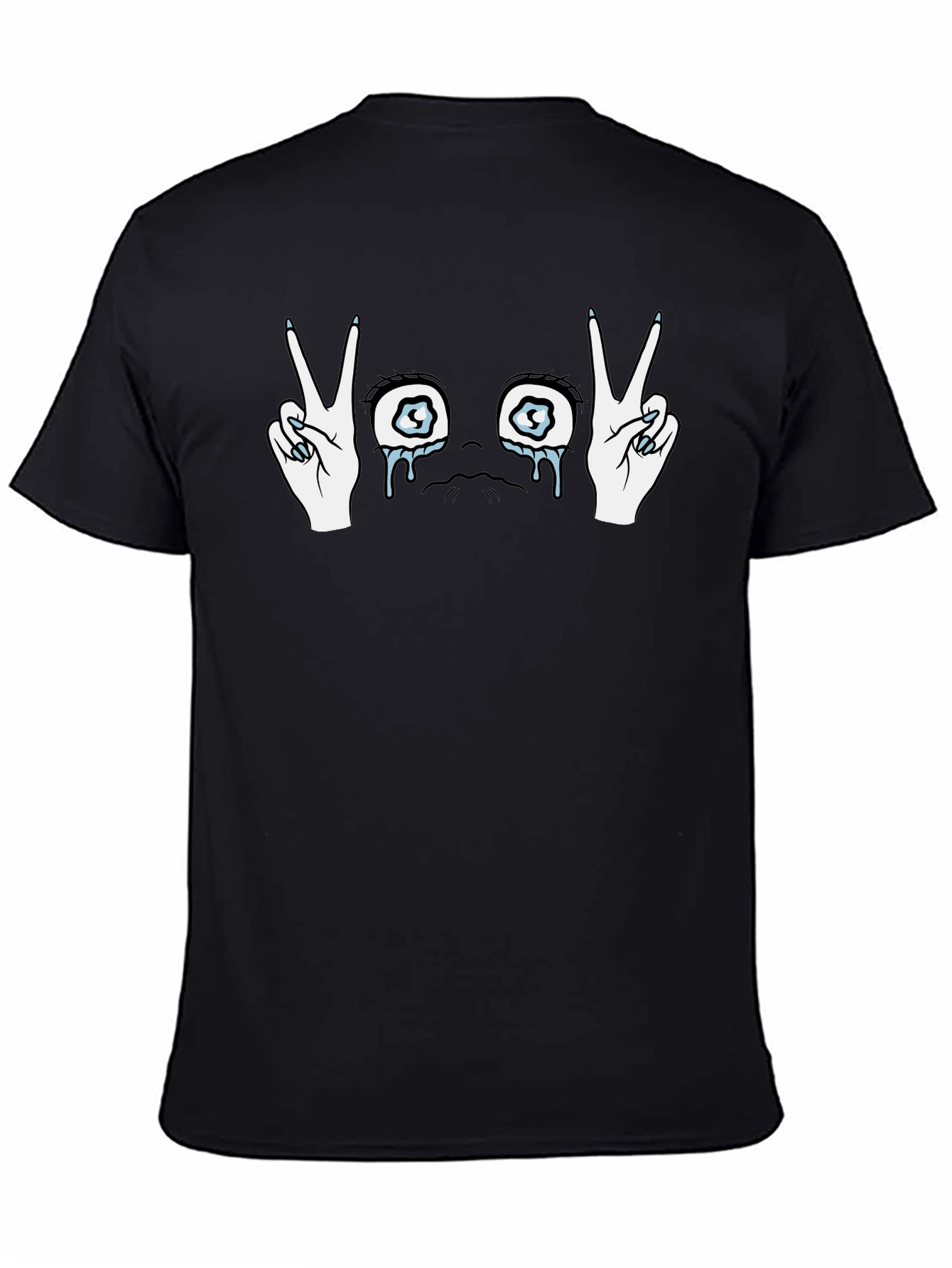 Crying Eyes Peace Sign Graphic T-Shirt