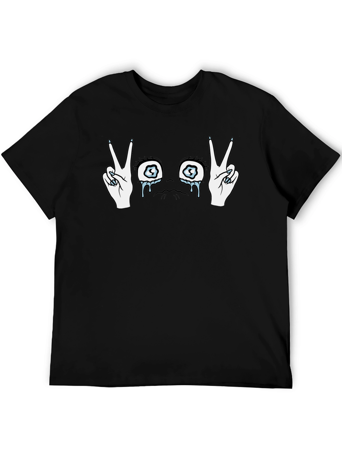 Crying Eyes Peace Sign Graphic T-Shirt