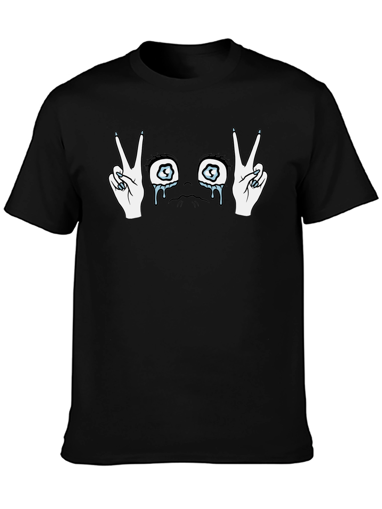 Crying Eyes Peace Sign Graphic T-Shirt