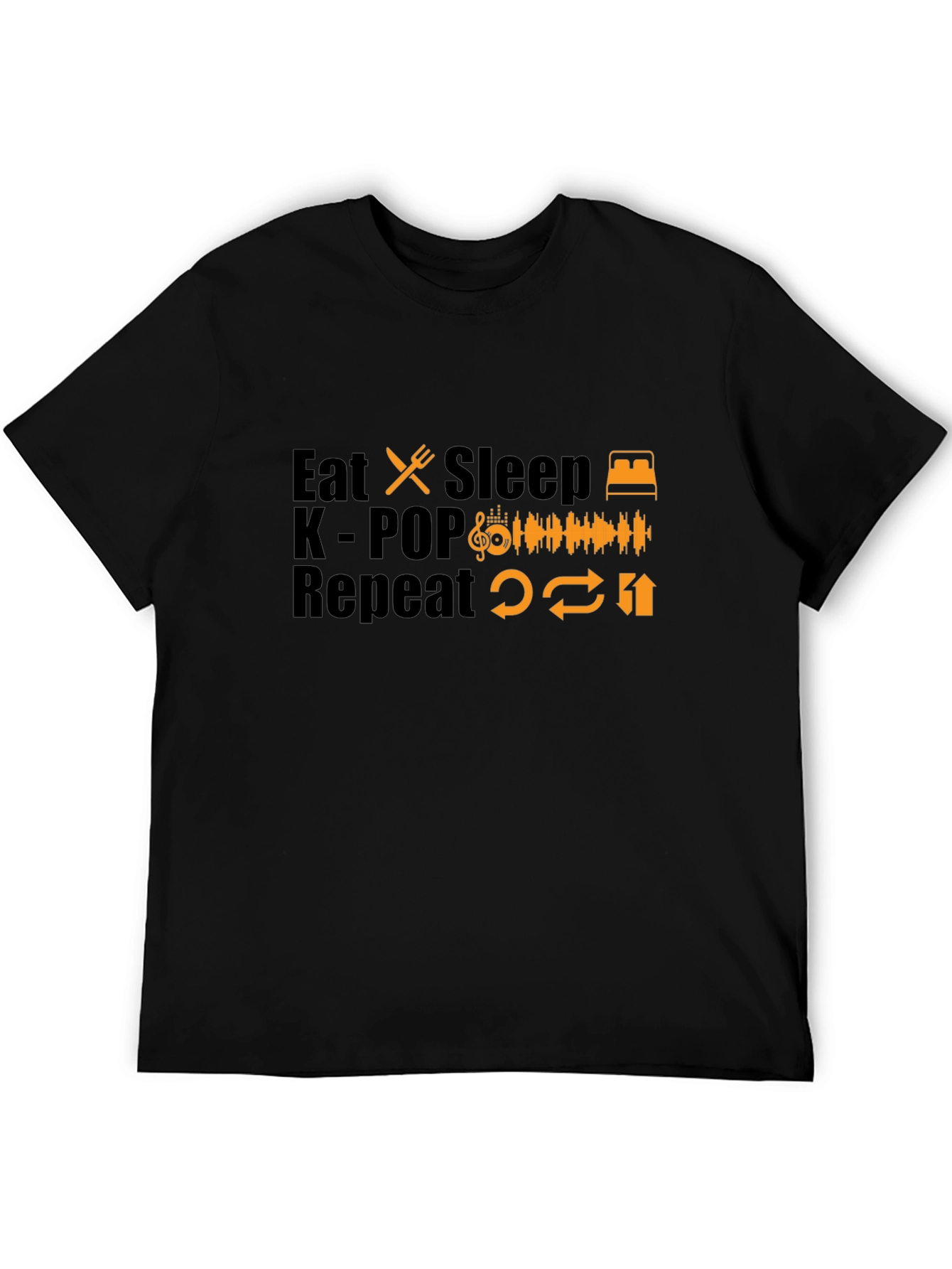 Eat Sleep K-POP Repeat Black T-Shirt