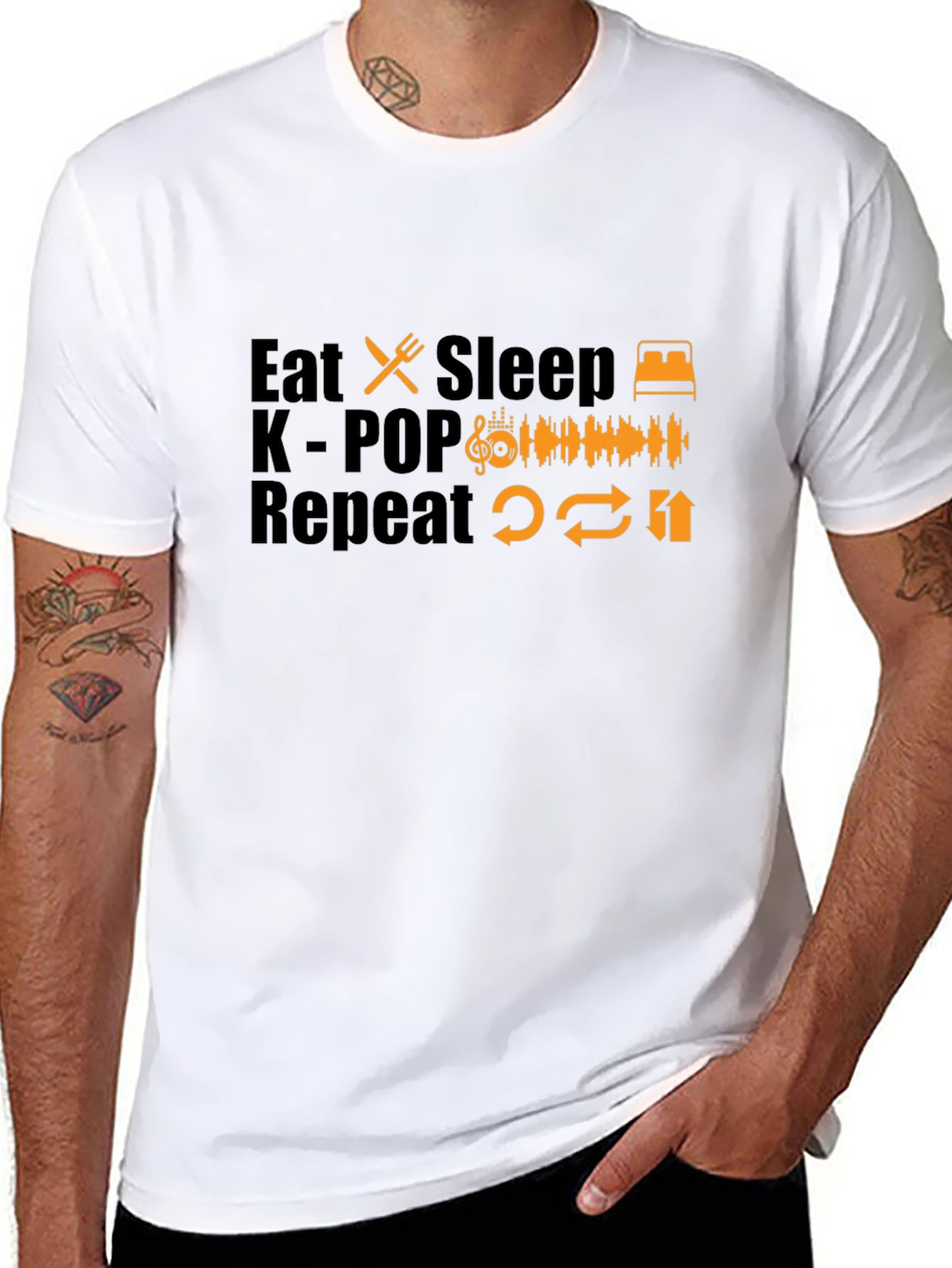 Eat Sleep K-POP Repeat Black T-Shirt