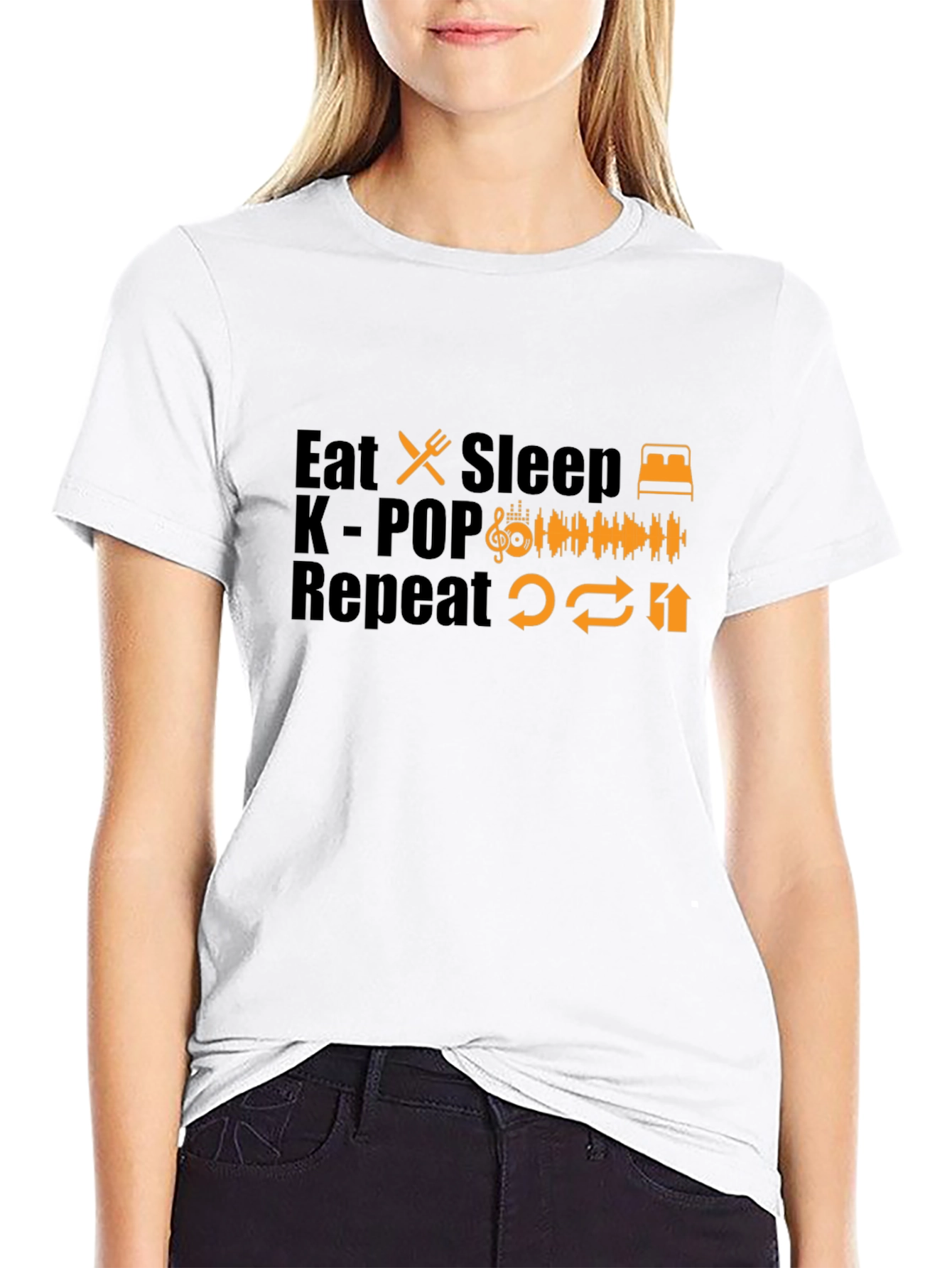 Eat Sleep K-POP Repeat Black T-Shirt