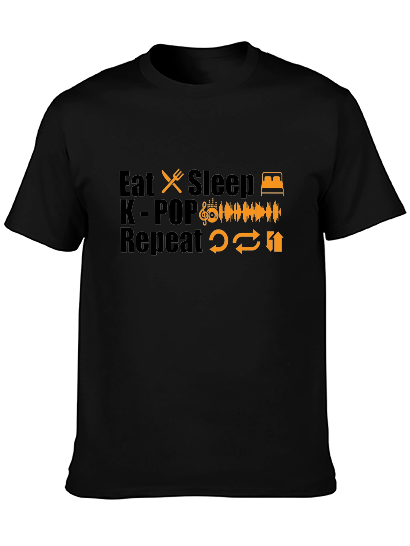 Eat Sleep K-POP Repeat Black T-Shirt