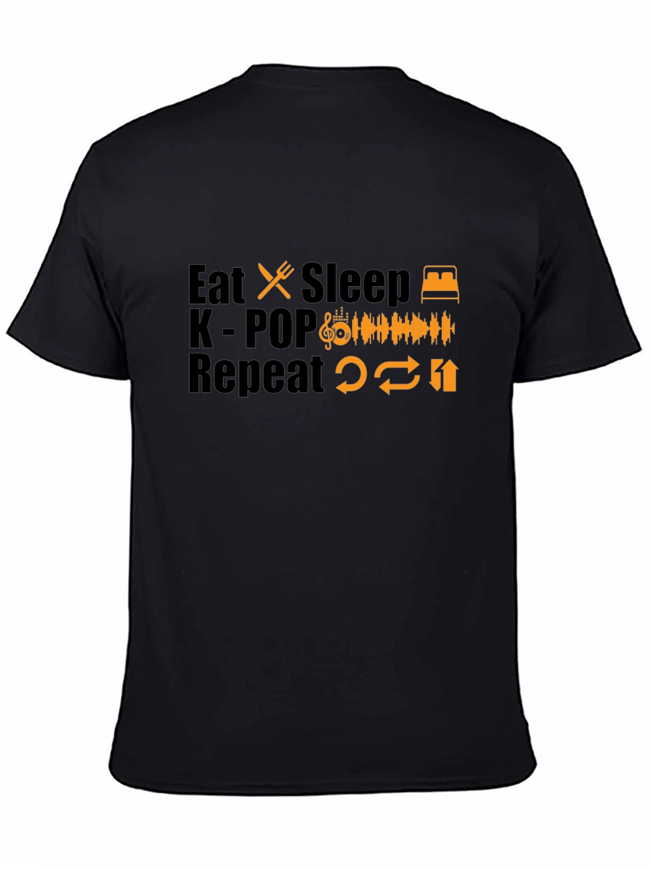 Eat Sleep K-POP Repeat Black T-Shirt